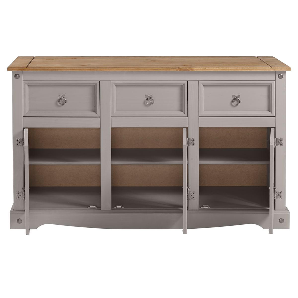 49.25 x 29.88 x 15.75 in. Cottage Series Wood Buffet Sideboard, Corona Gray