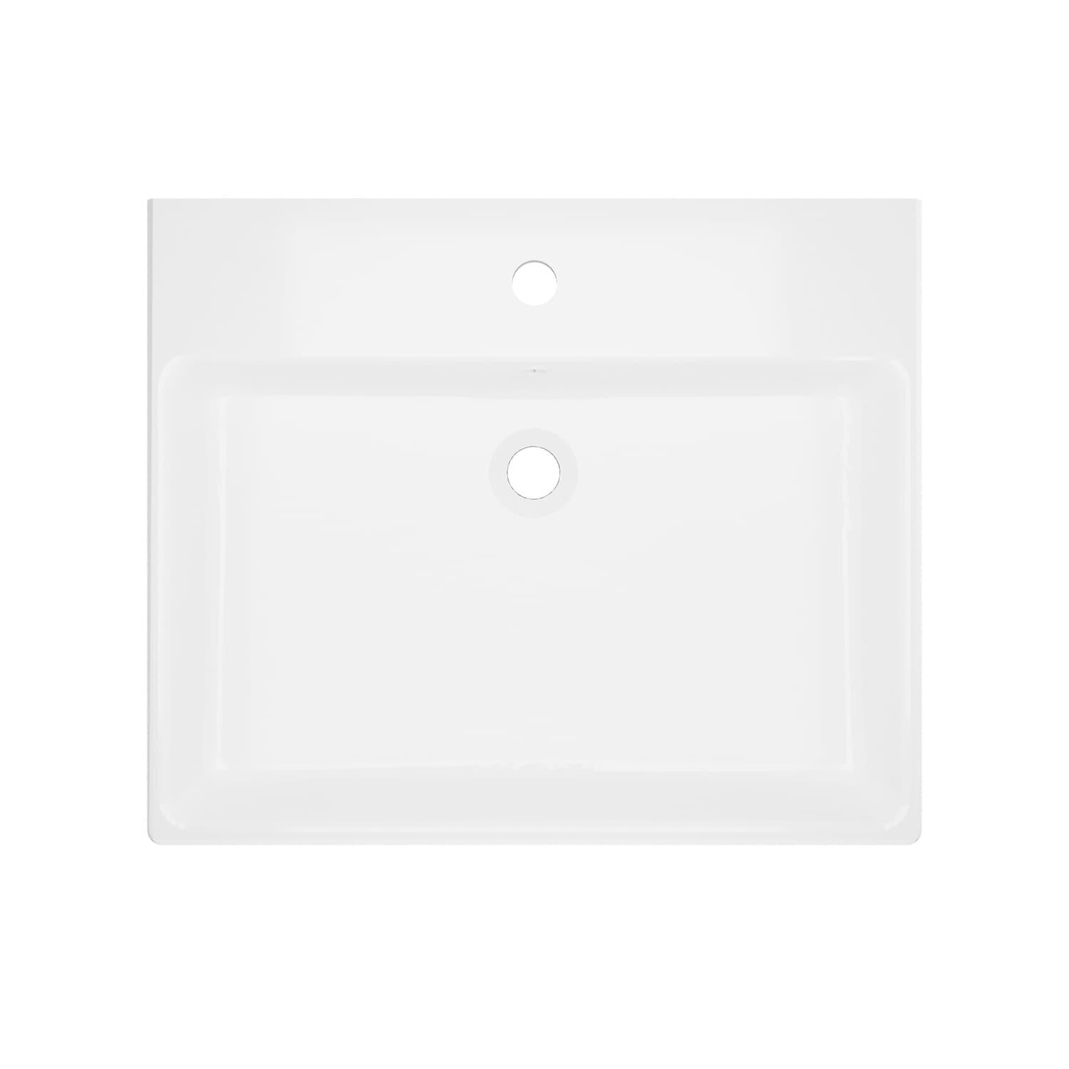 Simple 60.50A.01 Wall Mount/Vessel Bathroom Sink in Ceramic White with One Faucet Hole