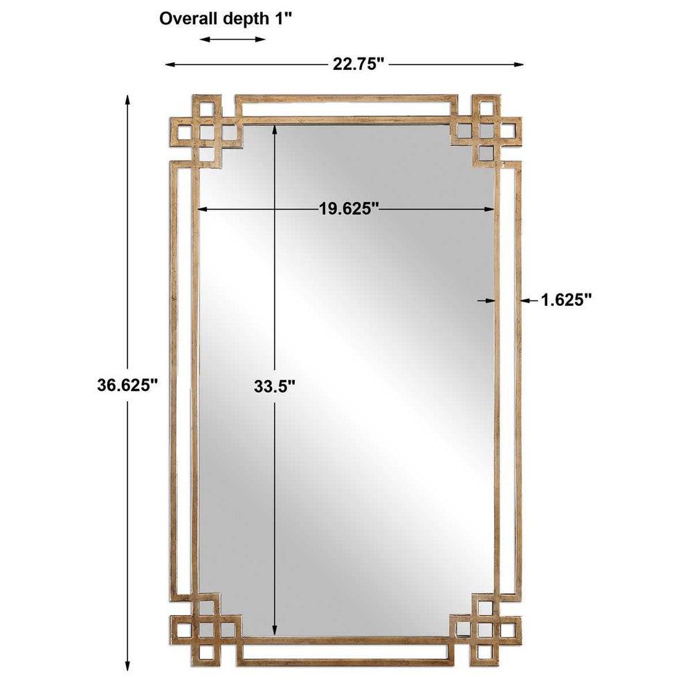 Uttermost Rectangular Vanity Accent Wall Mirror Industrial Plated Gold Metal Open Frame 23" Wide for Bathroom Bedroom Living Room