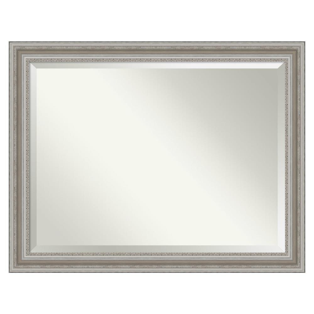 46" x 36" Parlor Framed Wall Mirror Silver - Amanti Art: Modern Beveled, No Assembly Required