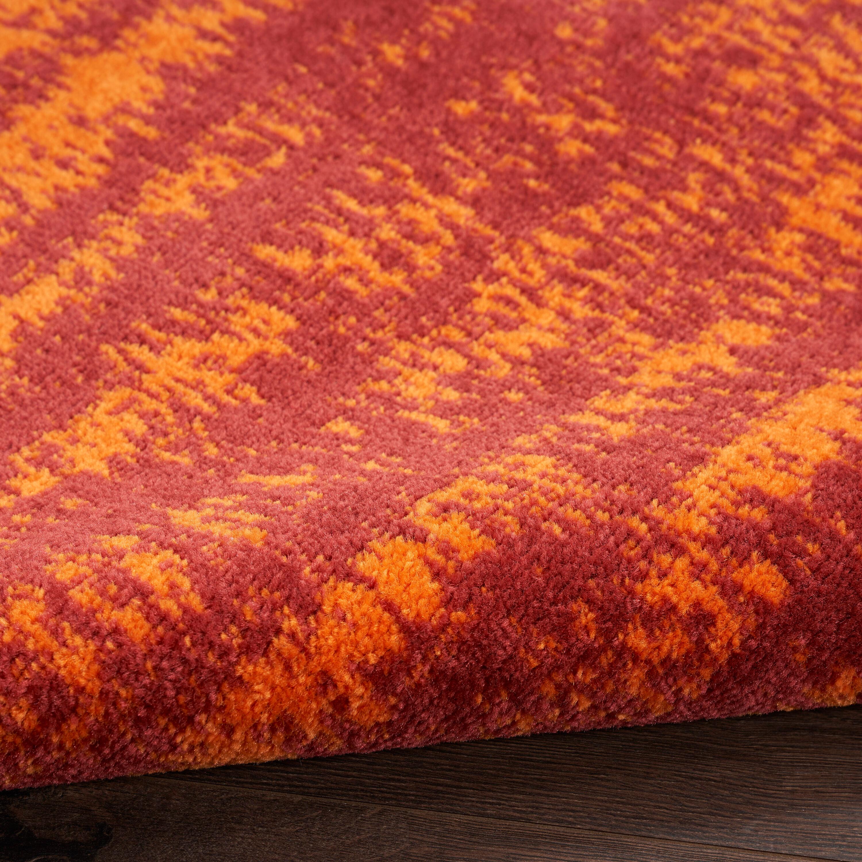Nourison Essentials Abstract Low Pile Indoor Outdoor Area Rug 6' x 9' Red