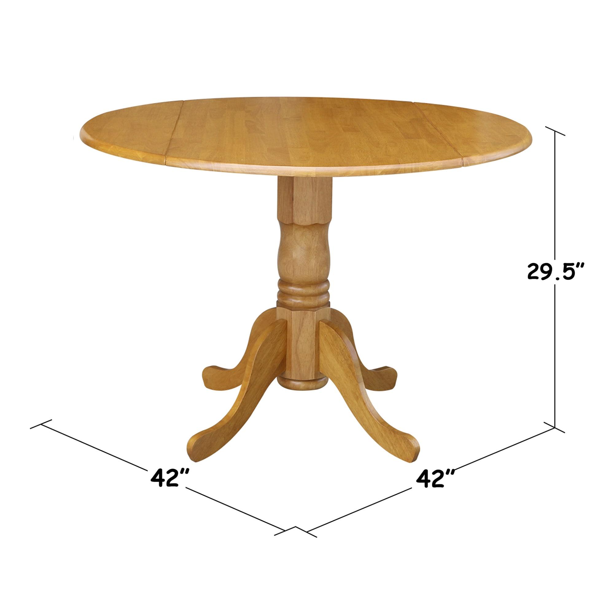 42" Mason Round Dual Drop Leaf Extendable Dining Table Oak - International Concepts: Pedestal Base, Seats 4, Wood Frame