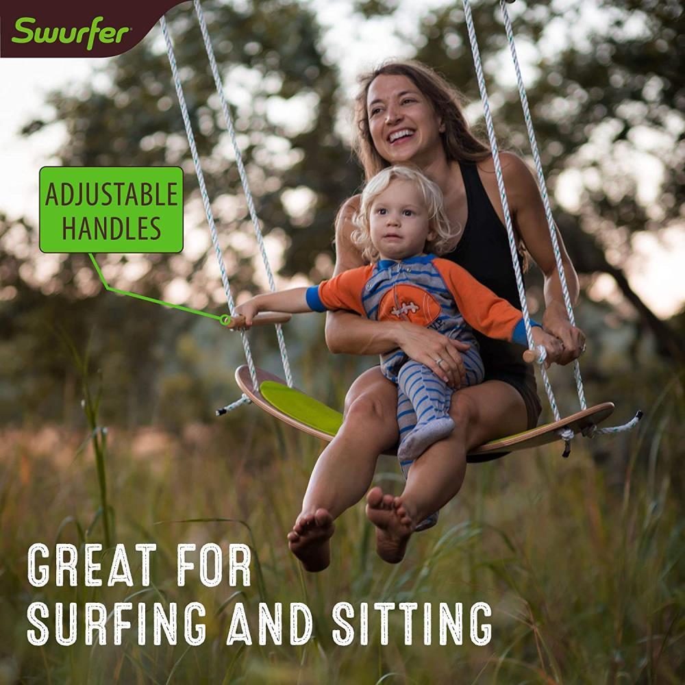 Swurfer The Original Stand up Surfing Swing, Wooden Outdoor Swing for Kids and Adults