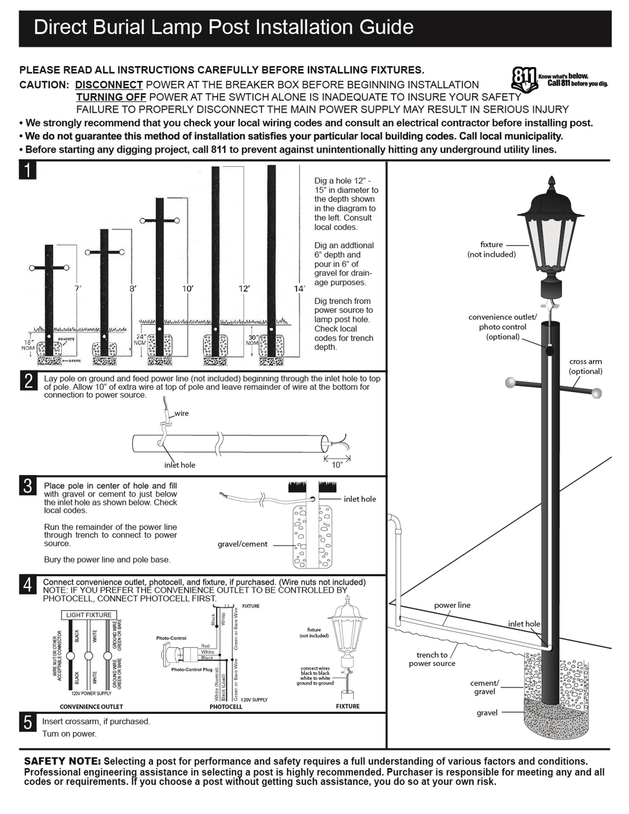 Solus 8 ft. Black Aluminum Outdoor Lamp Post with Outlet