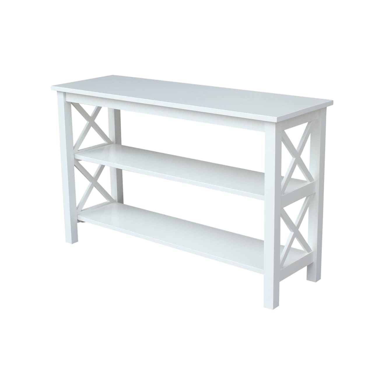 Hampton Console Table White - International Concepts: Hardwood Entryway Table with Fixed Shelves