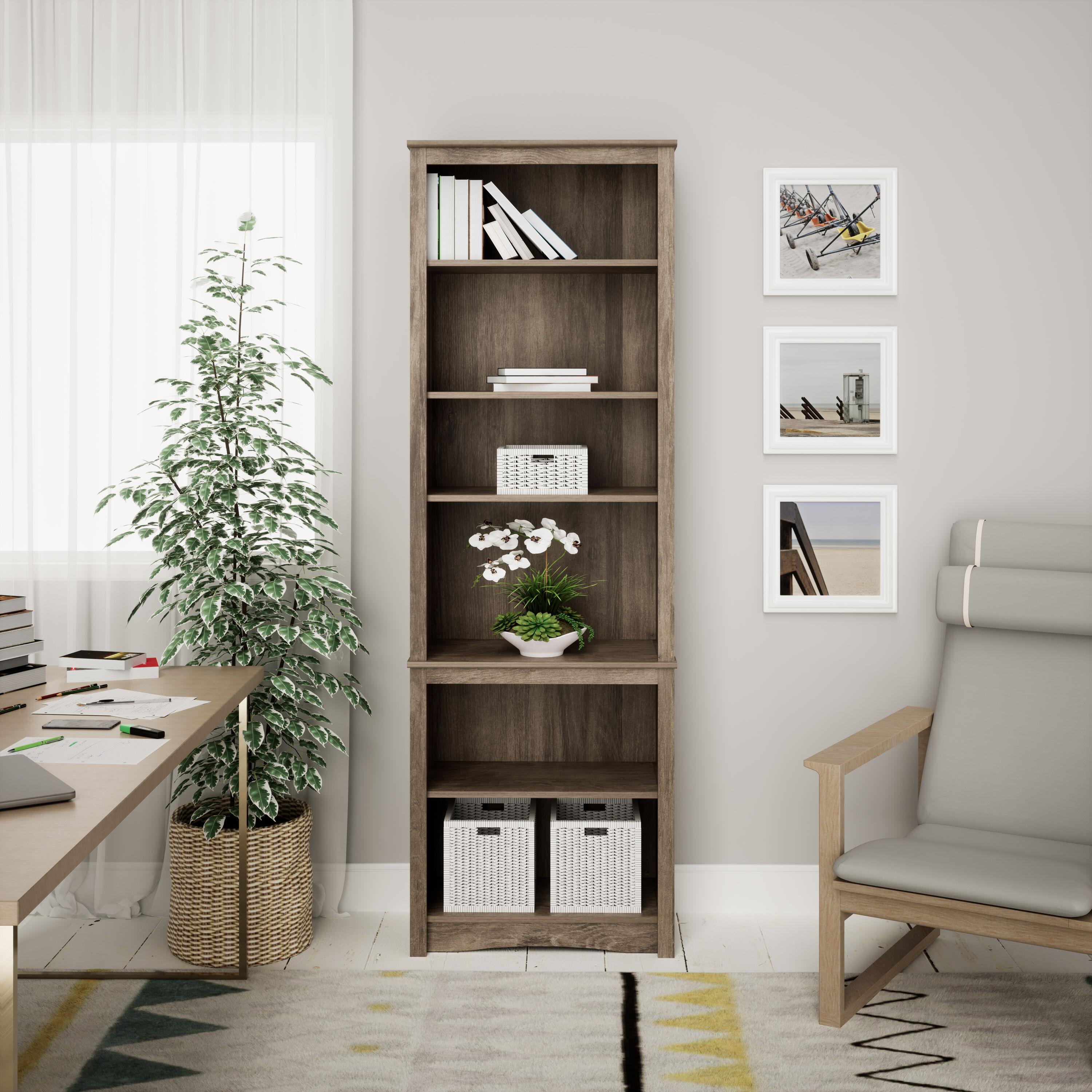 Prepac Tall 6-Shelf Bookcase, Drifted Gray