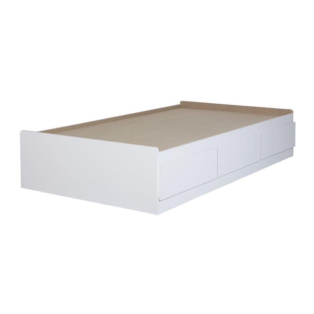 South Shore Vito Twin Mates Bed with 3 Drawers in Pure White