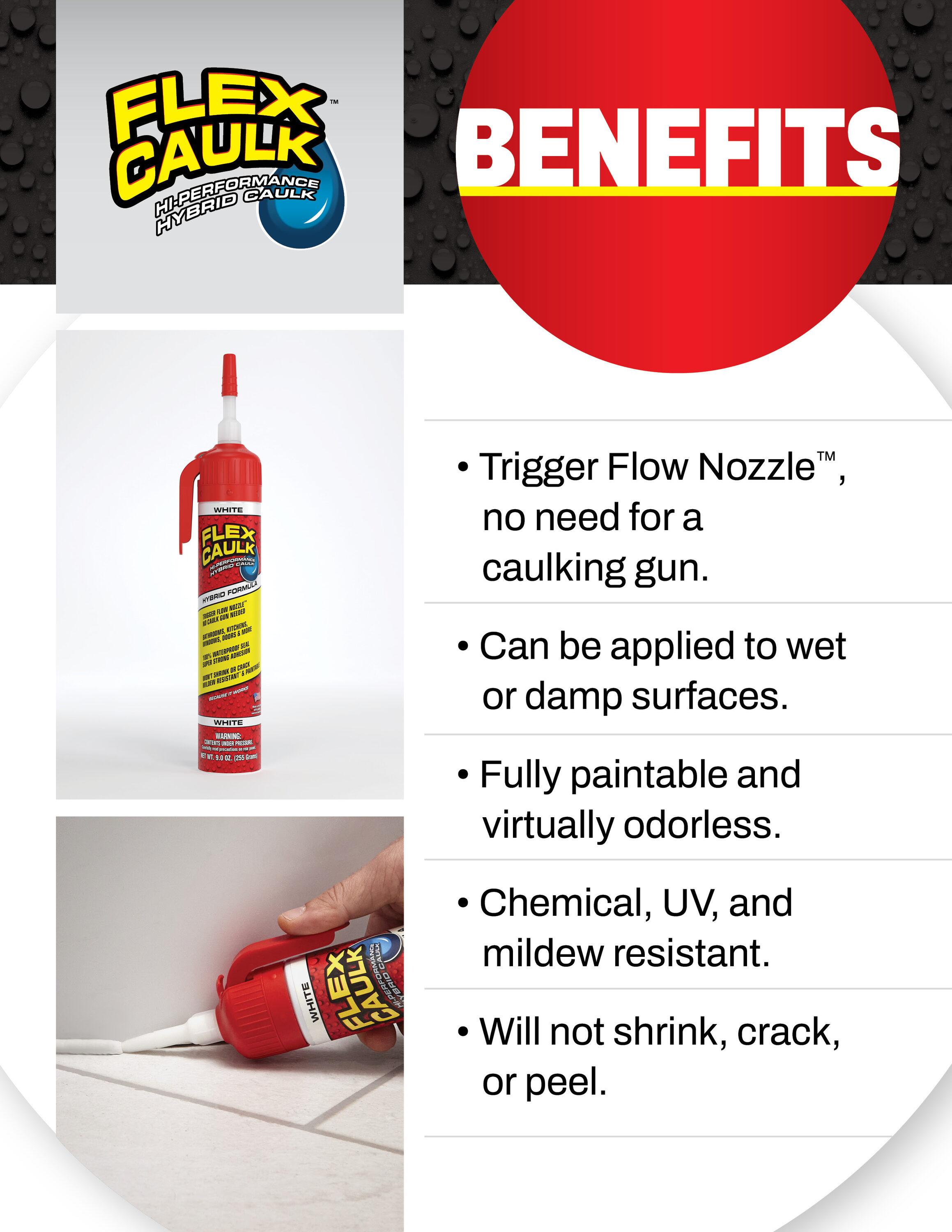 Flex Caulk All Purpose Clear 9 oz Pressurized Can, Trigger Flow Nozzle, No Caulk Gun Needed