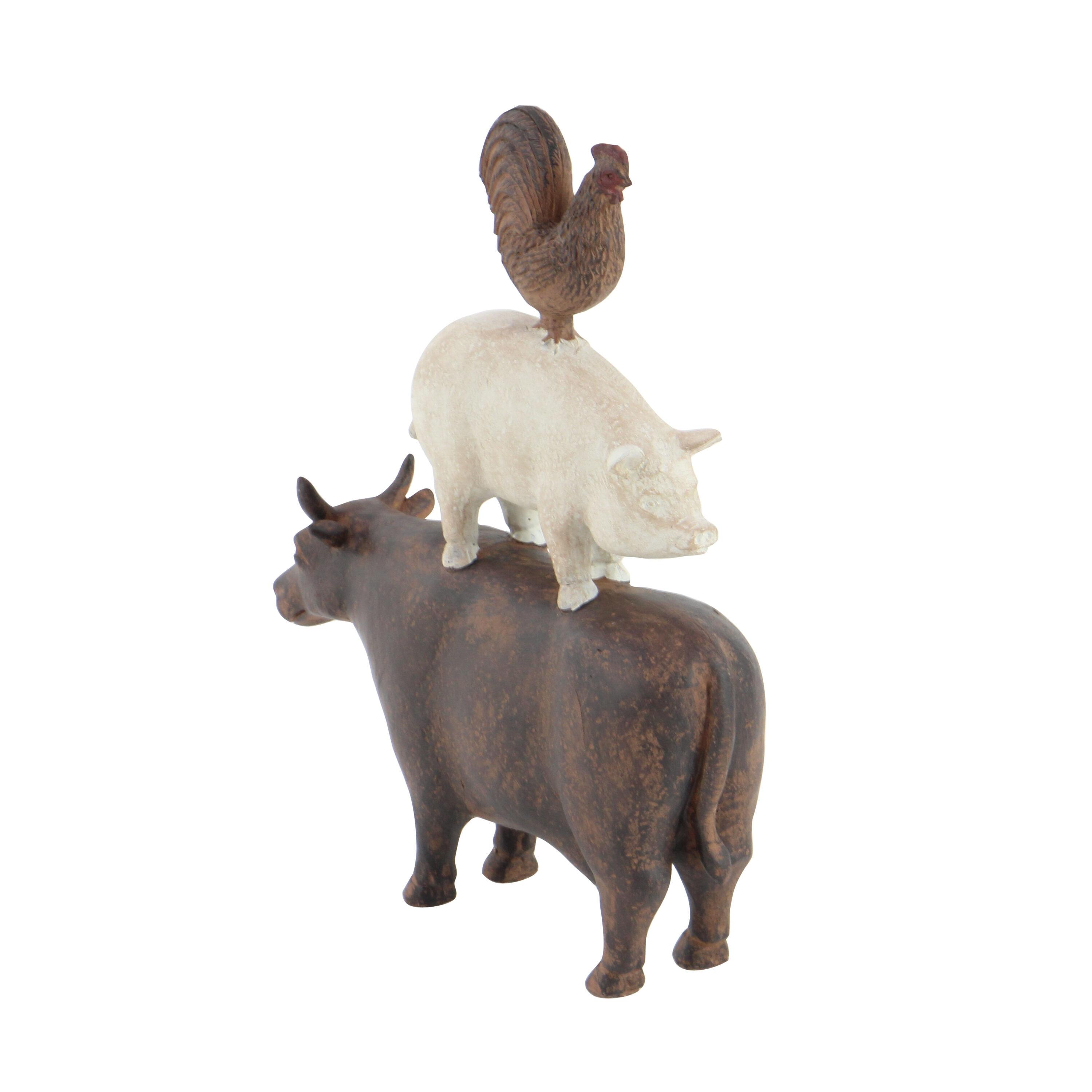 Olivia & May Amazing Animals Stack Sculpture 11"x14": Resin Farm Animal Figurines, Indoor Decorative Object