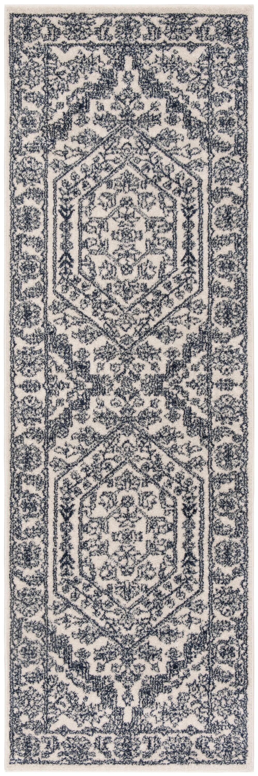Adirondack ADR108 Power Loomed Runner Rug - Ivory/Navy - 2'6"x12' - Safavieh.