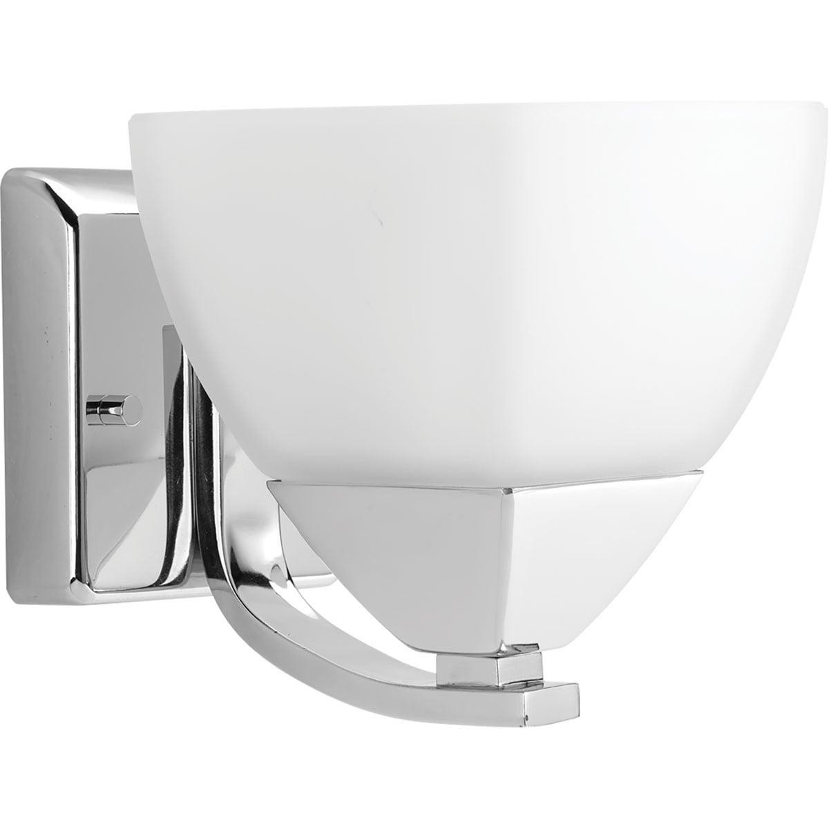 Progress Lighting, Appeal Collection, 1-Light Bath Wall Light, Brushed Nickel, Etched White Glass Shade