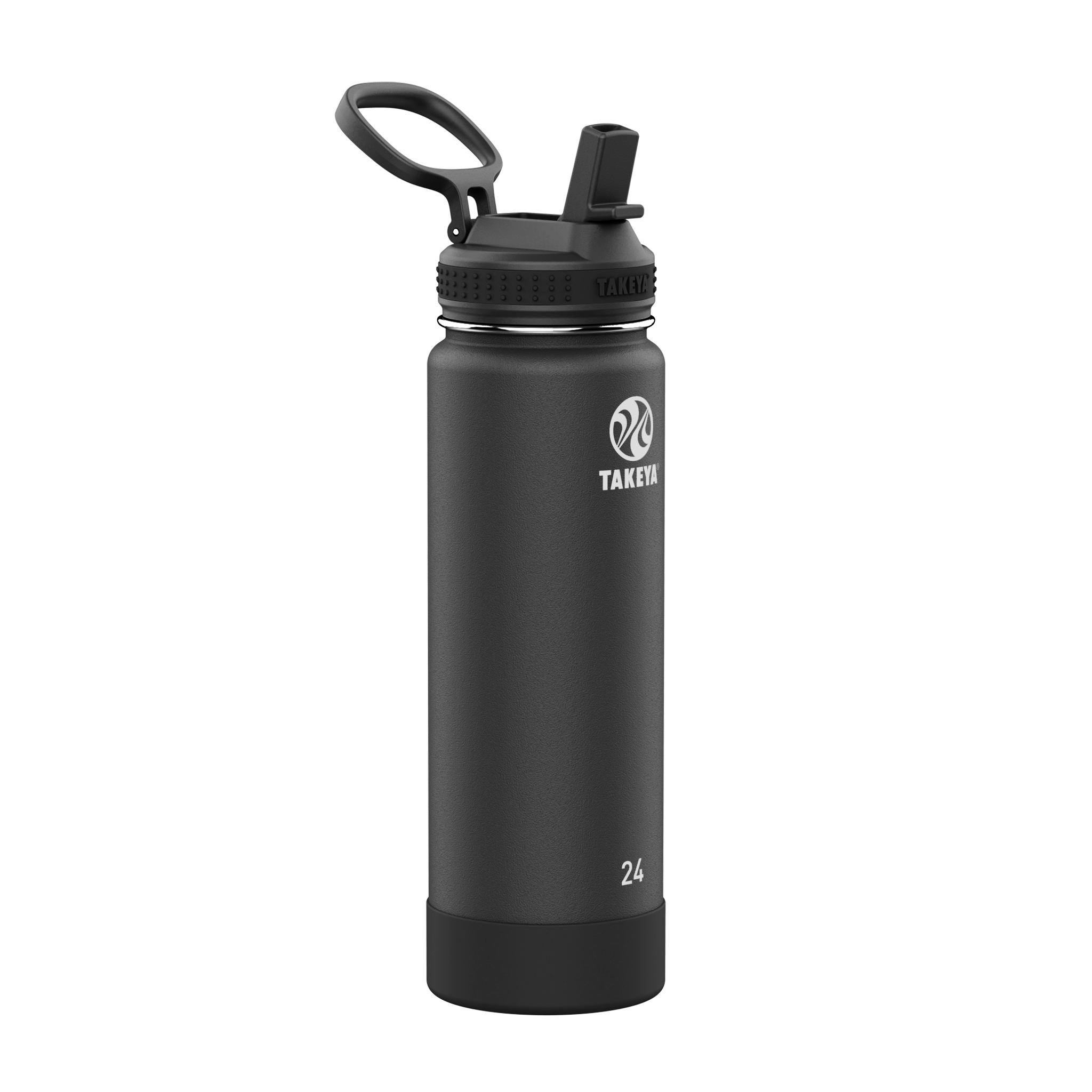 Takeya Actives Stainless Steel Water Bottle w/Straw lid, 24oz Onyx