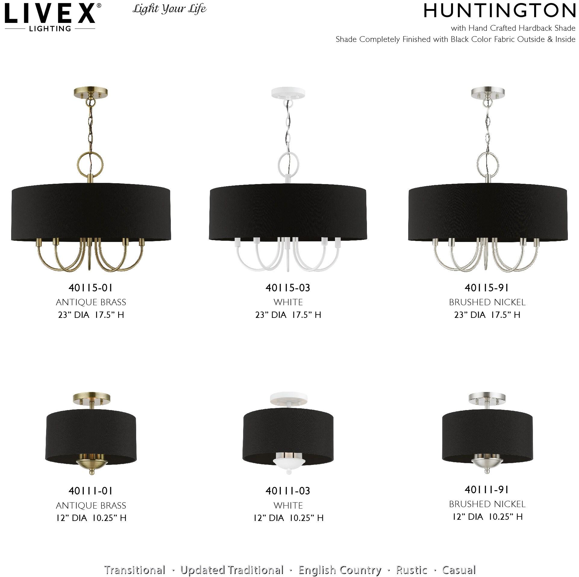 Livex Lighting Huntington 3 - Light Semi-Flush Mount in  Antique Brass