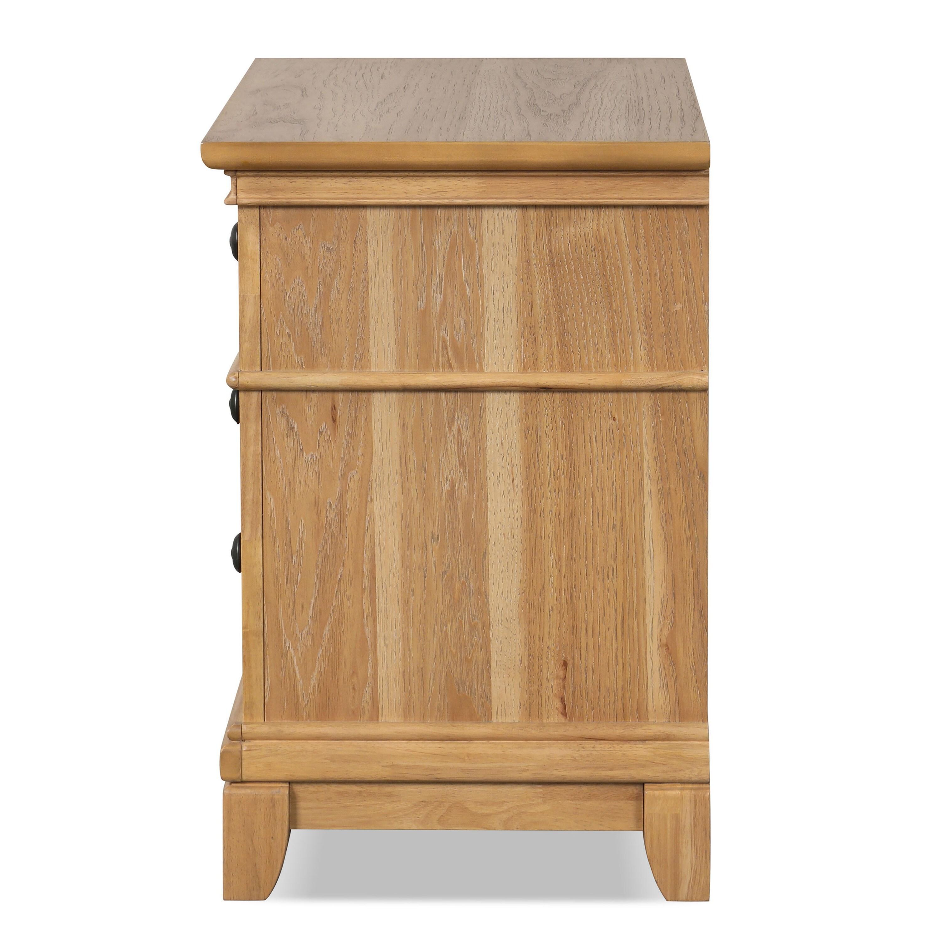Furniture of America Stratford 2-Drawer Solid Wood Adult Bedroom Nightstand, Natural Oak