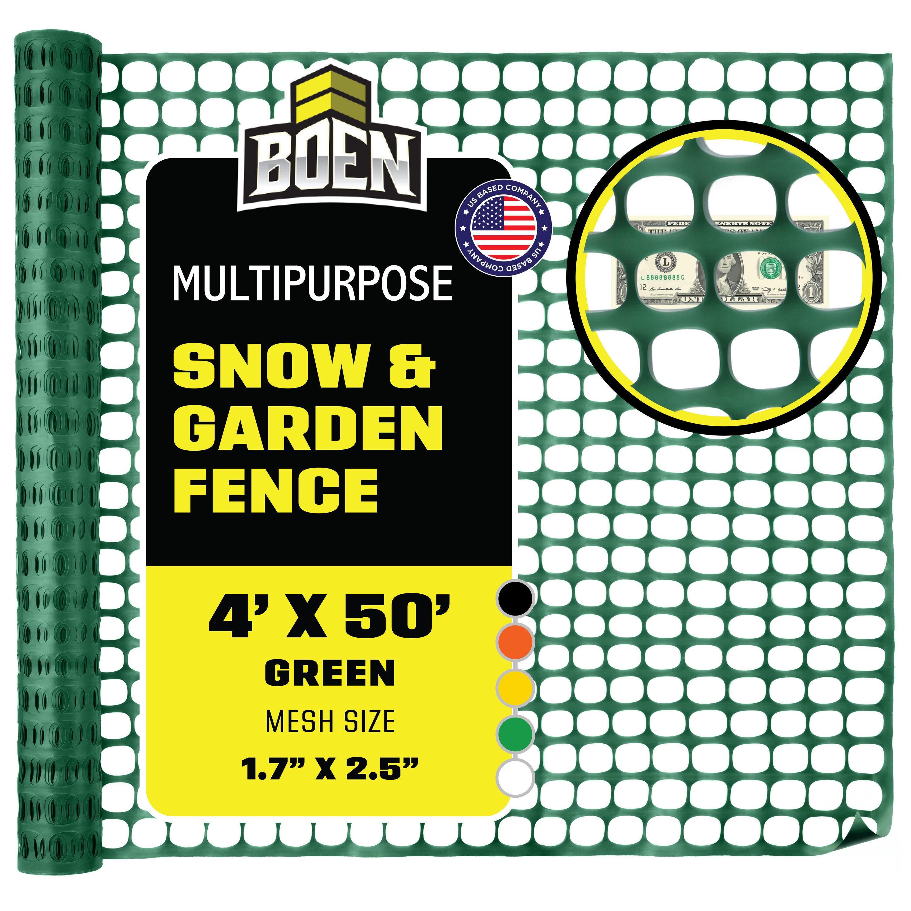 BOEN 4' x 50' Green Temporary Fencing, Mesh Snow Fence, Plastic, Safety Garden Netting, Above Ground Barrier, for Deer, Kids, Swimming Pool, Silt, Lawn, Rabbits, Poultry, Dogs