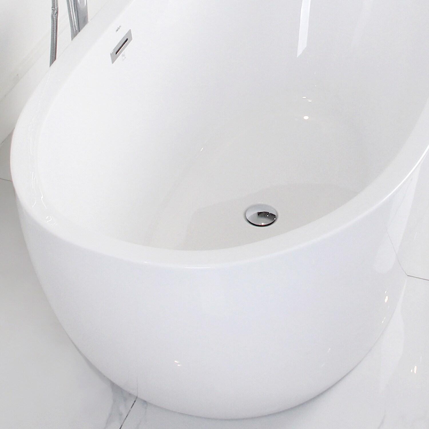 Naha Freestanding Soaking Acrylic Bathtub with Drain