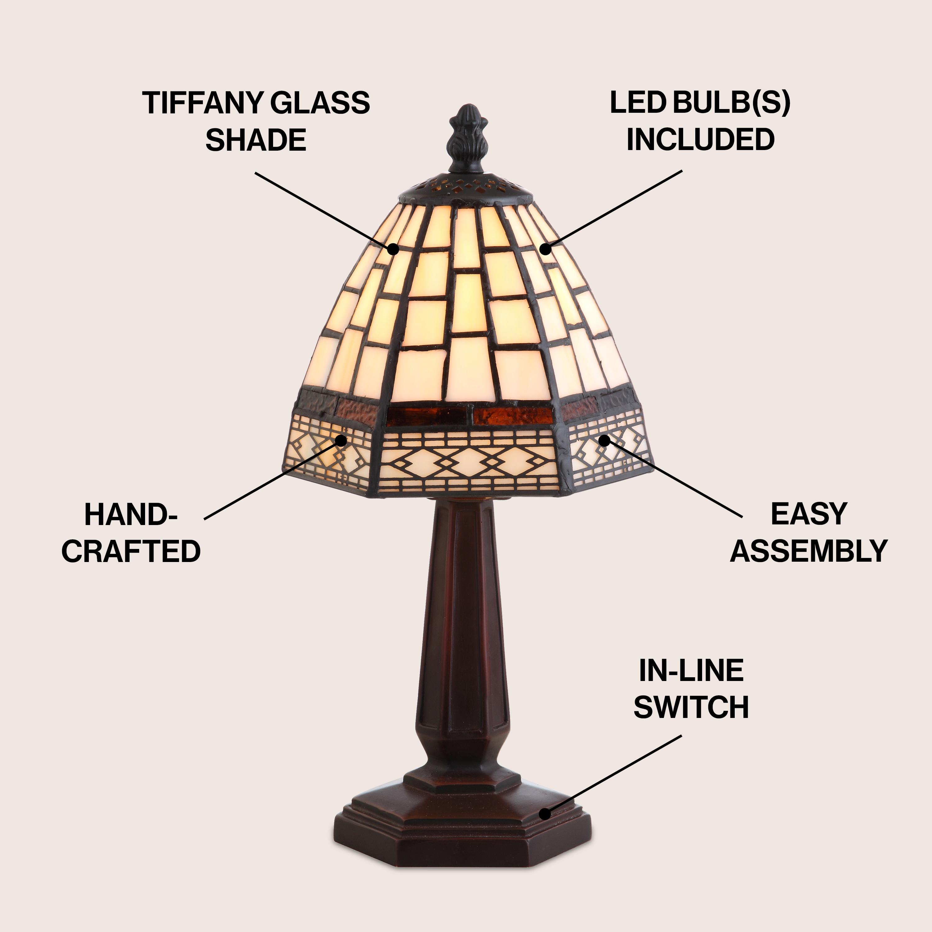 JONATHAN Y JYL8016A Carter Tiffany-Style 12" LED Table Lamp, Traditional, Classic, Cottage, Vintage for living room, dinning room, bedroom, office Bulb Included, Ivory/Cream