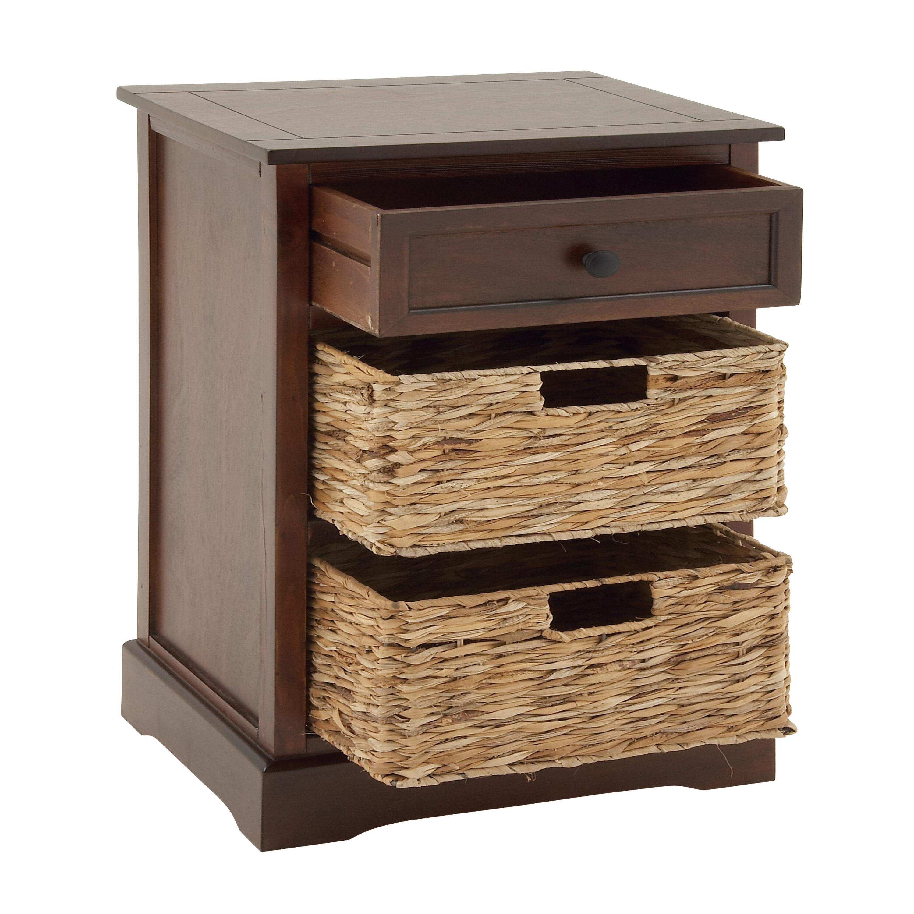 Wooden Side Chest with Wicker Drawers Brown - Olivia & May