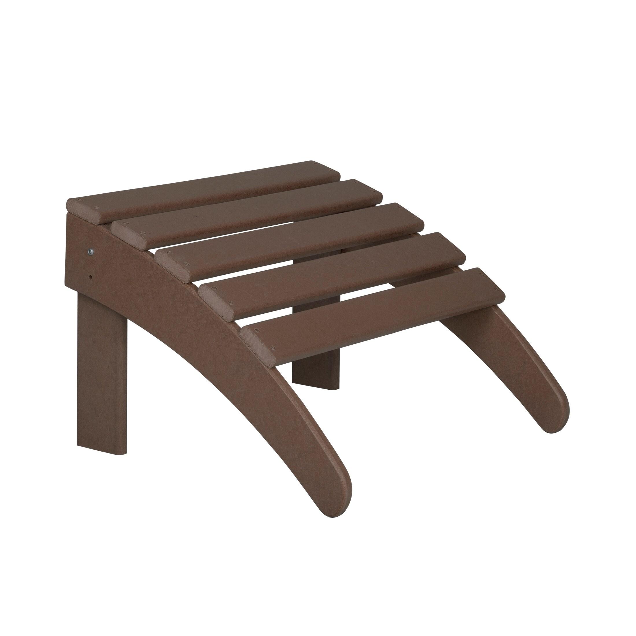 Polytrends  Laguna Hdpe All Weather Outdoor Patio Foldable Adirondack Chair With Ottoman And Side Table (3-Piece Set) Dark Brown