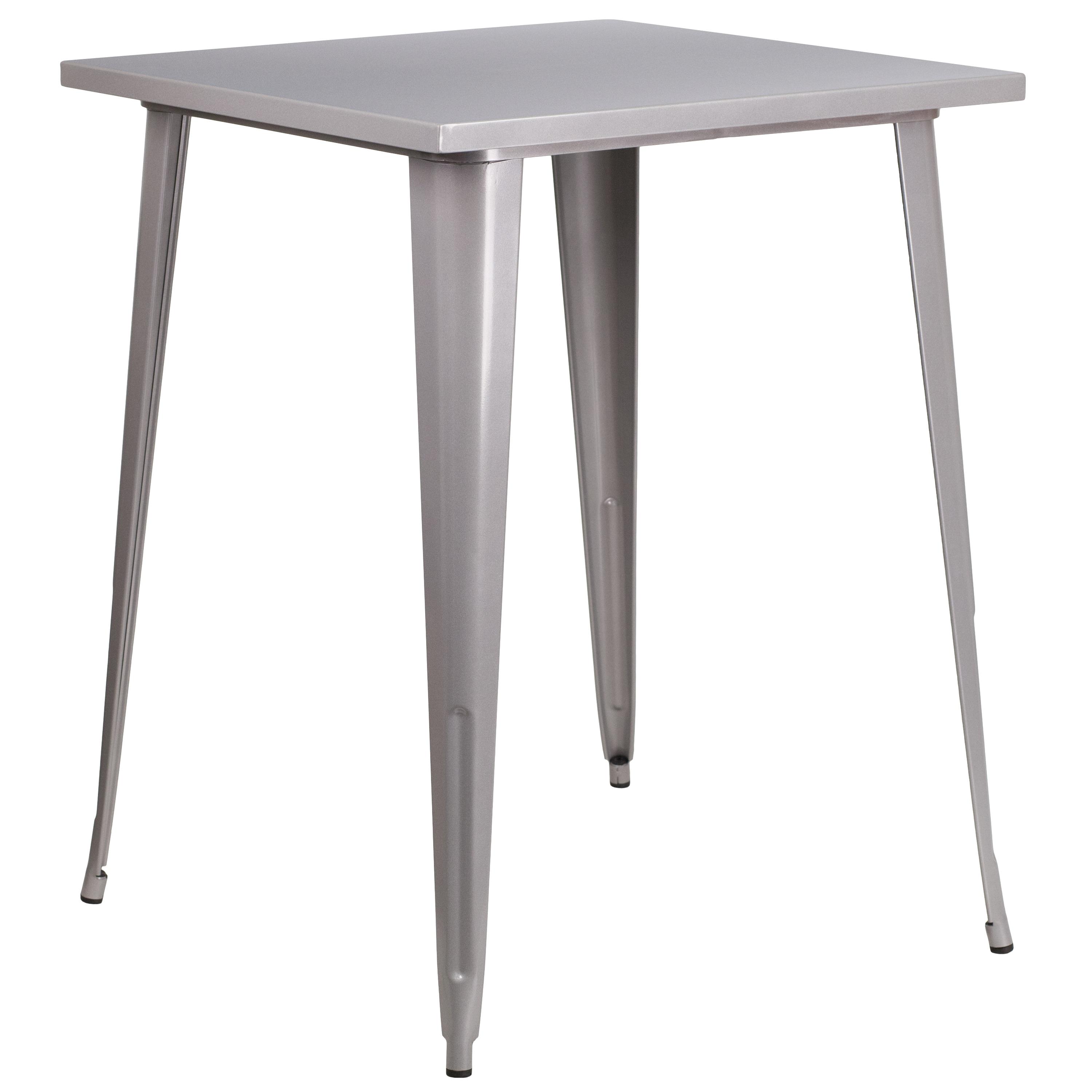 Flash Furniture Commercial Grade 31.5" Square Silver Metal Indoor-Outdoor Bar Height Table