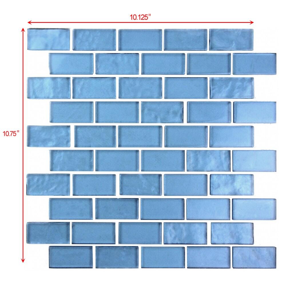 Abolos Landscape 1 in. x 2 in. Translucent Glass Plastic Face Mounted Brick Mosaic Designer Pool Tile