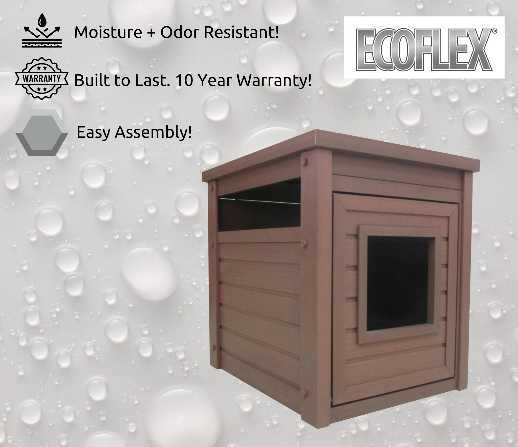 New Age Pet® ECOFLEX® Litter Loo® Litter Box Enclosure End Table, Durable and Eco-Friendly Wood Plastic Composite, Easy to Clean, Flip Down Door for Simple Cleanup, No Tool Assembly- Russset Brown