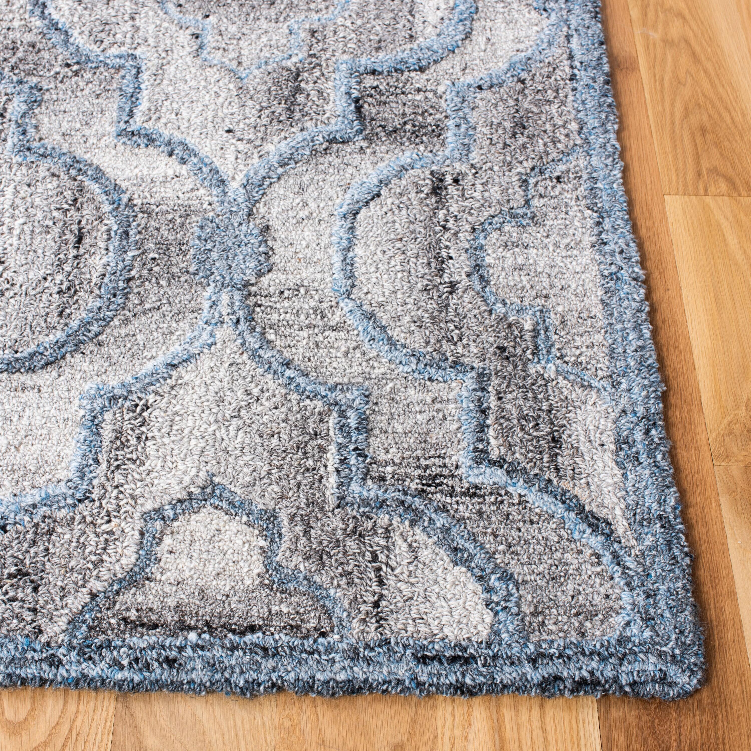 Abstract ABT646 Handmade Indoor Area Rug - Blue/Brown - 5'x8' - Safavieh