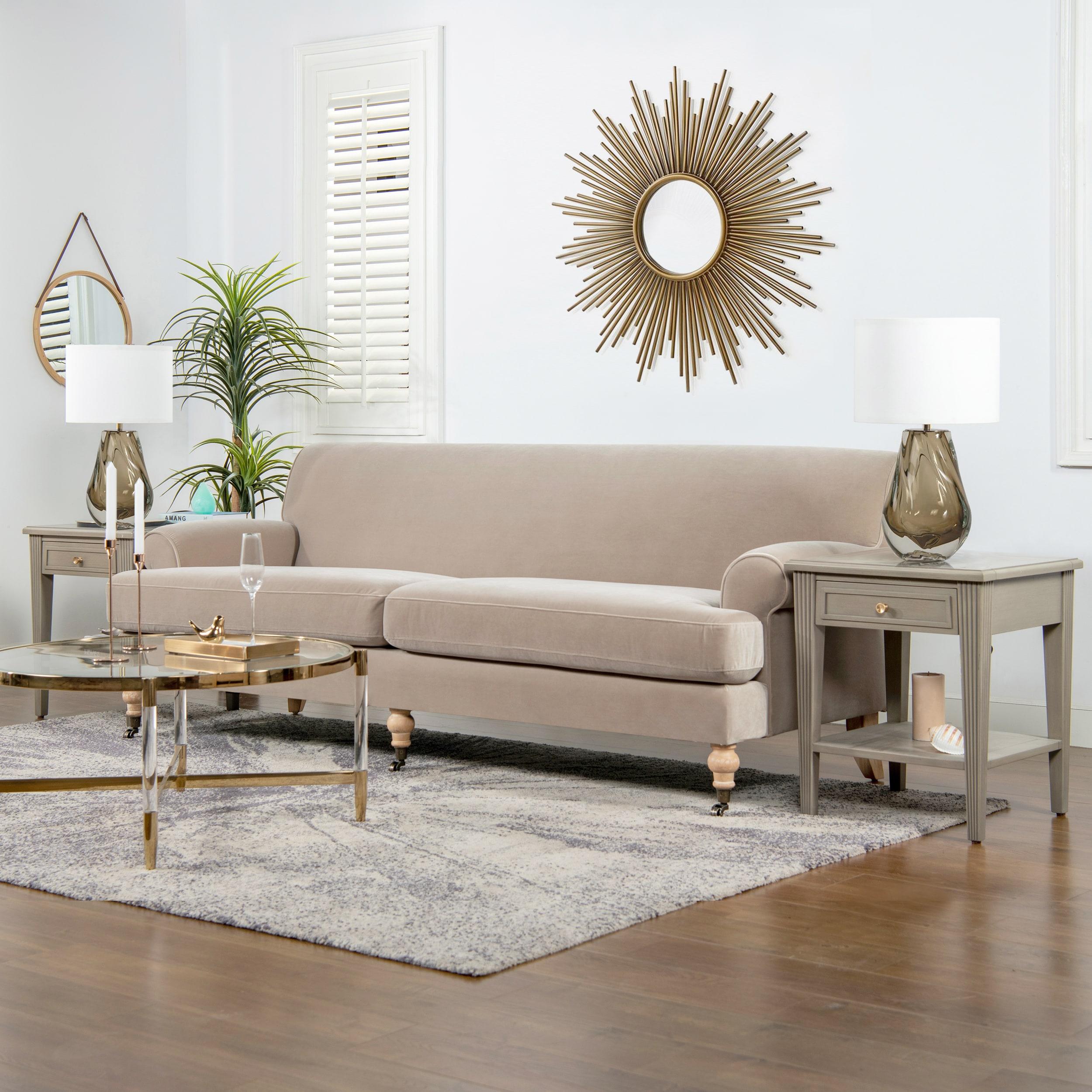 Jennifer Taylor Home Alana 88" Lawson Living Room Two-Cushion Tightback Sofa Couch with Metal Casters, Mink Beige