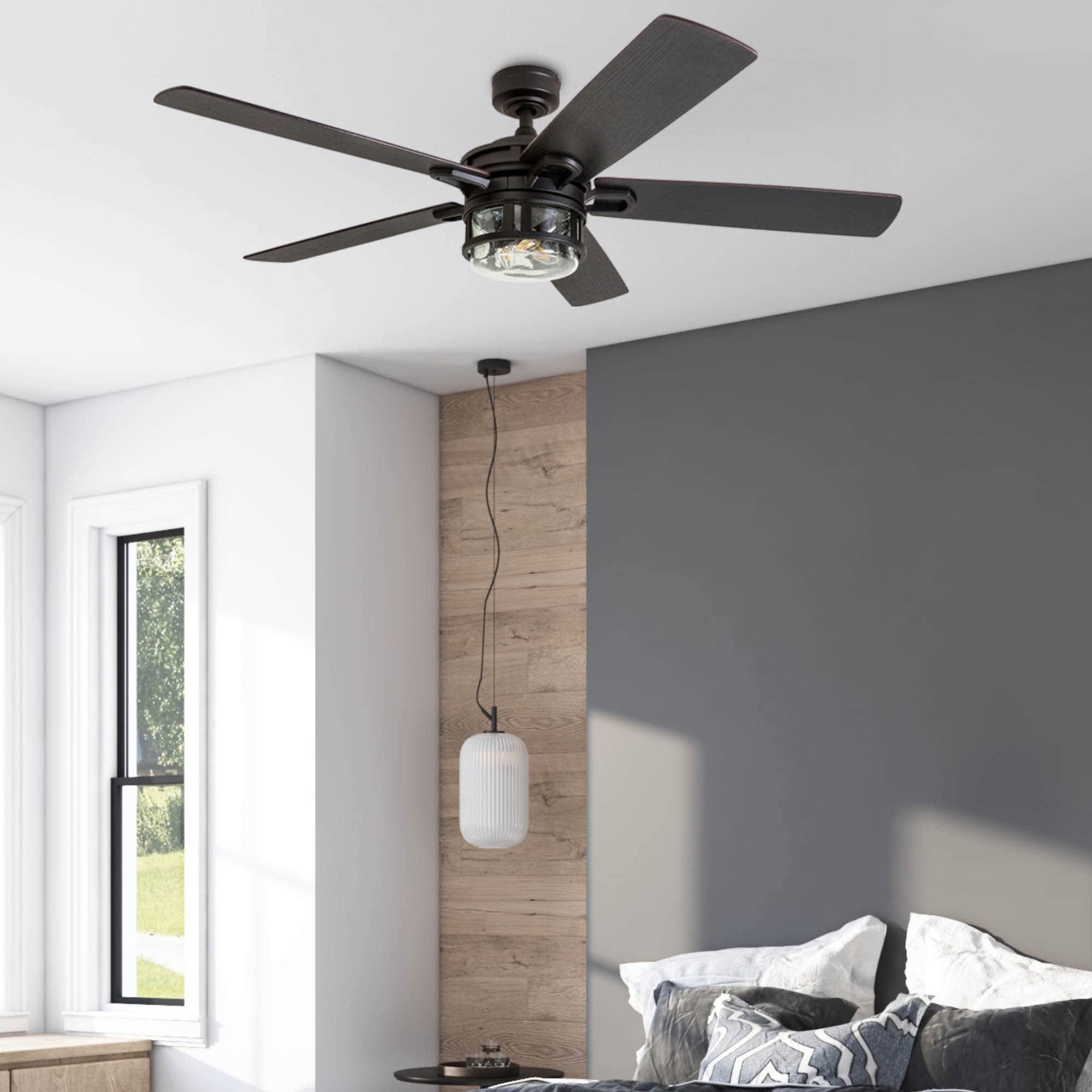 Honeywell 52-Inch Bontera Indoor 5 Blade Matte Black Craftsman Ceiling Fan with Remote Control