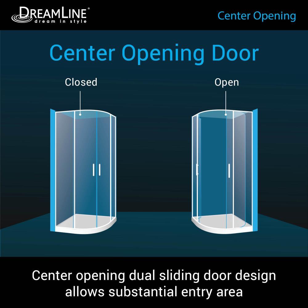 Prime 33" W x 33" D x 74.75" H Semi-Frameless Round Sliding Shower Enclosure with Fixed Panel and Base Included
