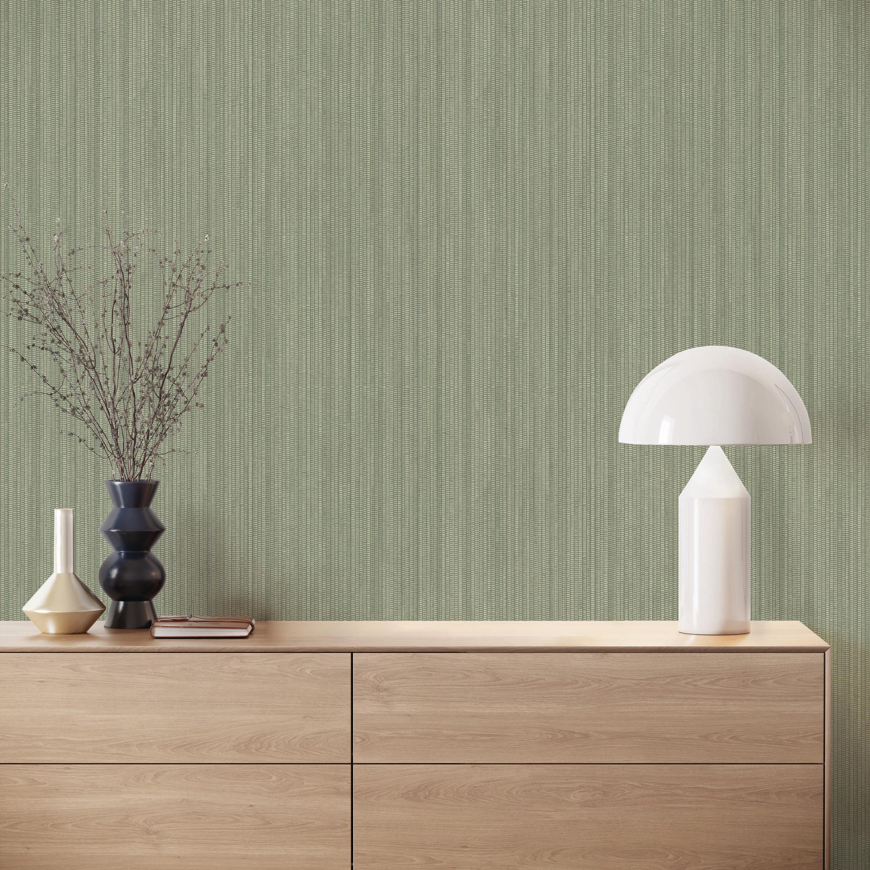 Tempaper & Co.® Faux Grasscloth Removable Peel and Stick Wallpaper, Textured Sage, 28 sq. ft.: Vinyl, Self-Adhesive, Wood Grain Design