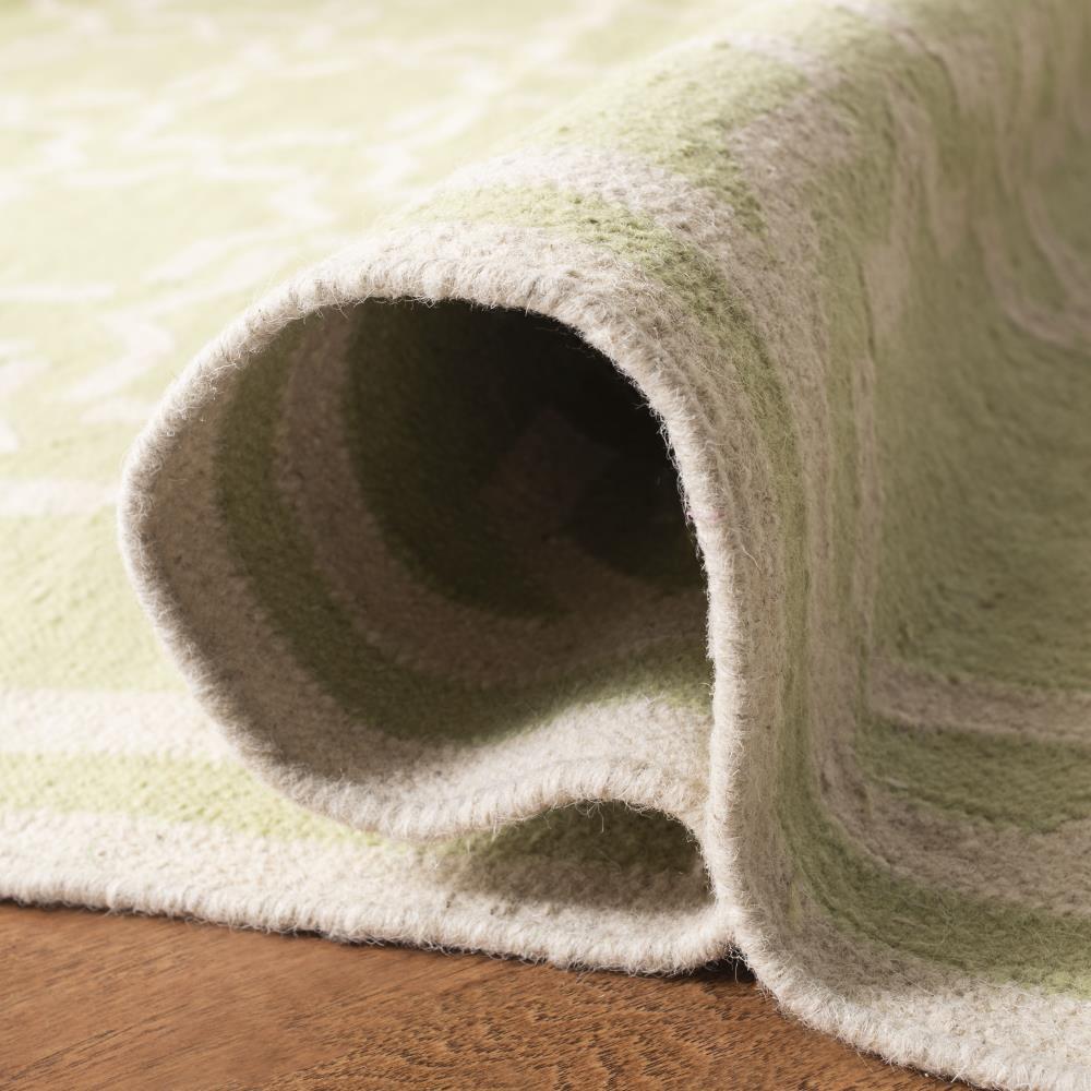 SAFAVIEH Dhurries Myles Geometric Area Rug, Light Green/Ivory, 6' x 6' Square