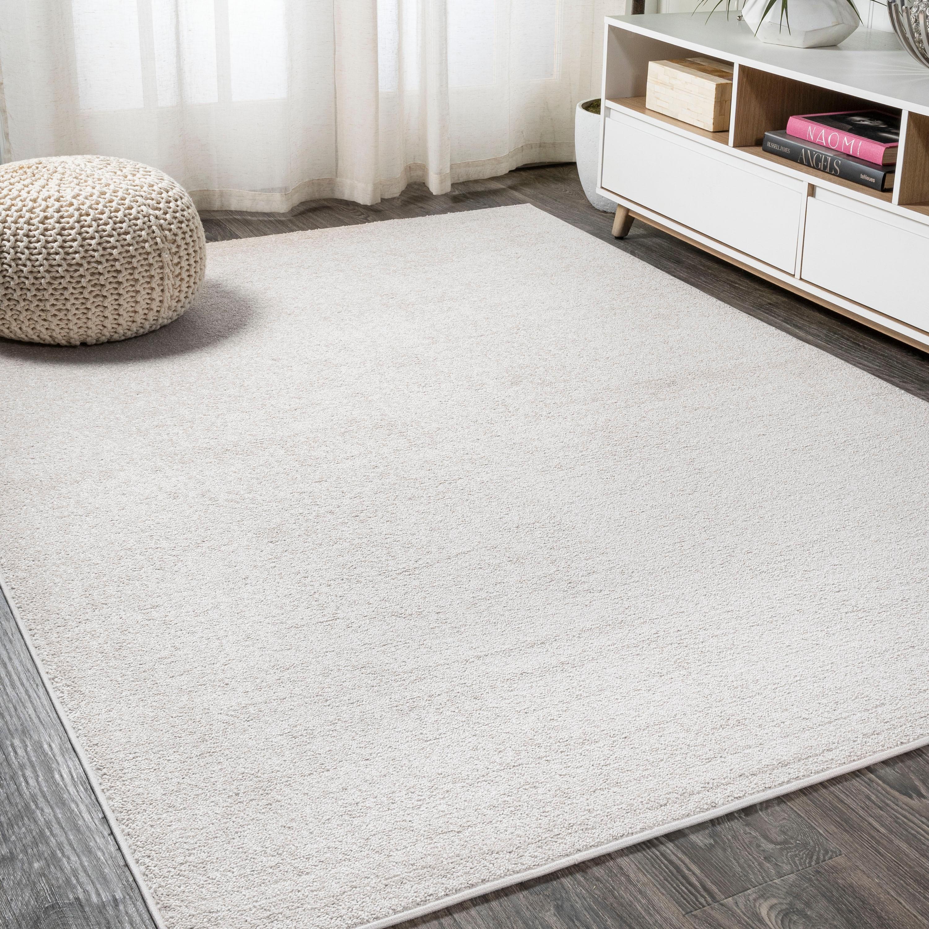 10' X 14' Rectangle Haze Solid Low-Pile Area Rug , Ivory - JONATHAN Y