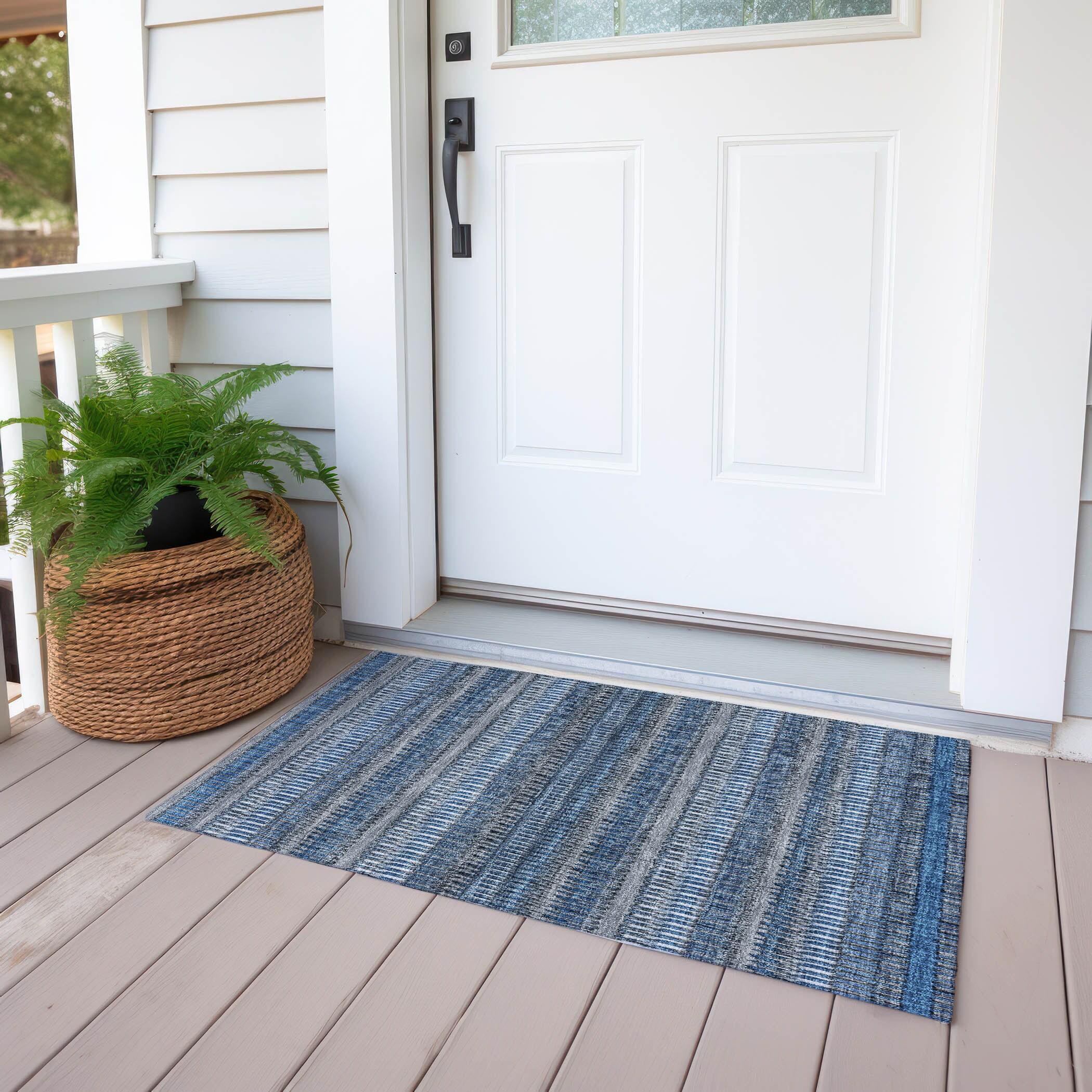 Addison Rugs Machine Washable Indoor/ Outdoor Chantille Moroccan Boho Rug Blue - 1'8" x 2'6"