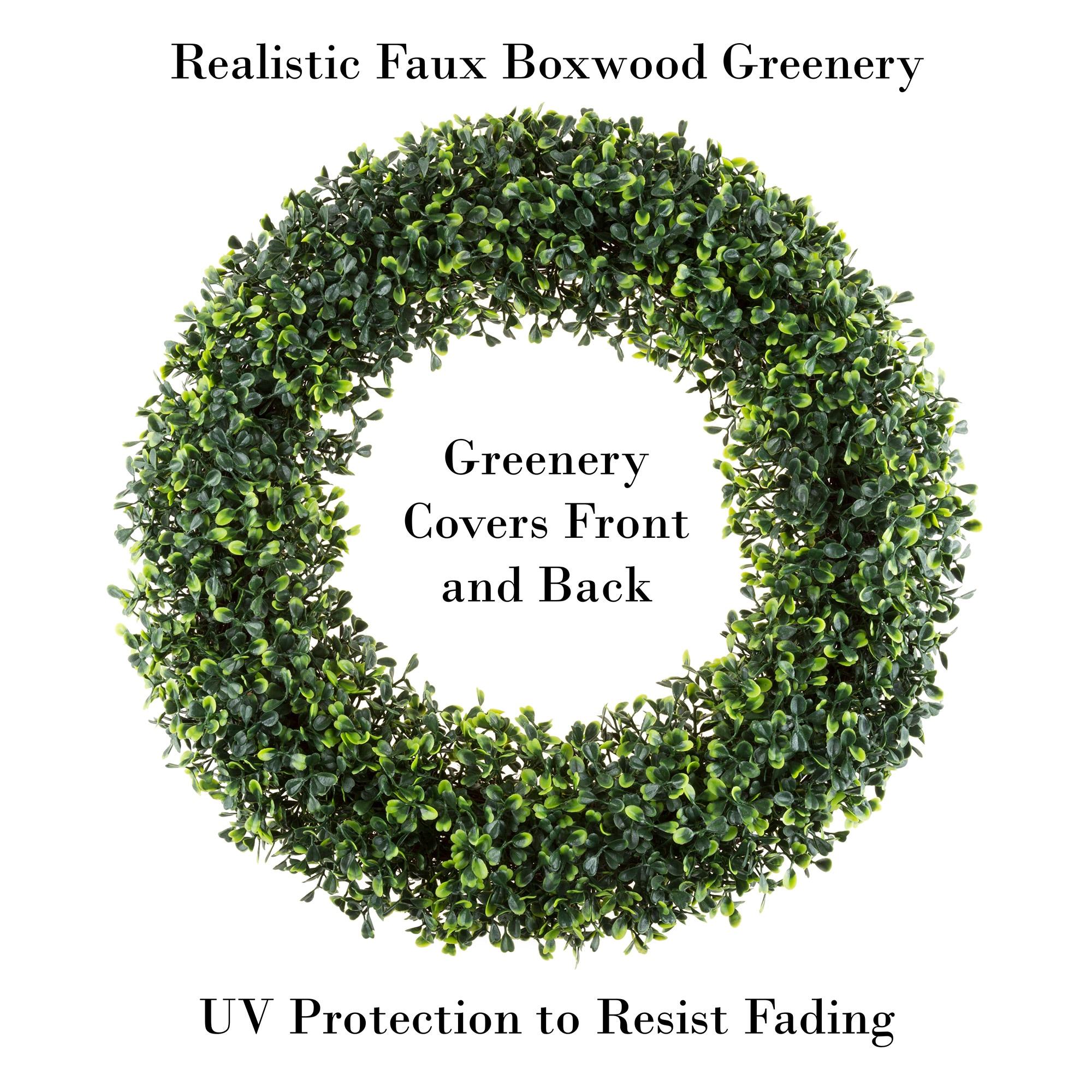 Pure Garden 19.5" Faux Greenery Artificial Boxwood Wreath