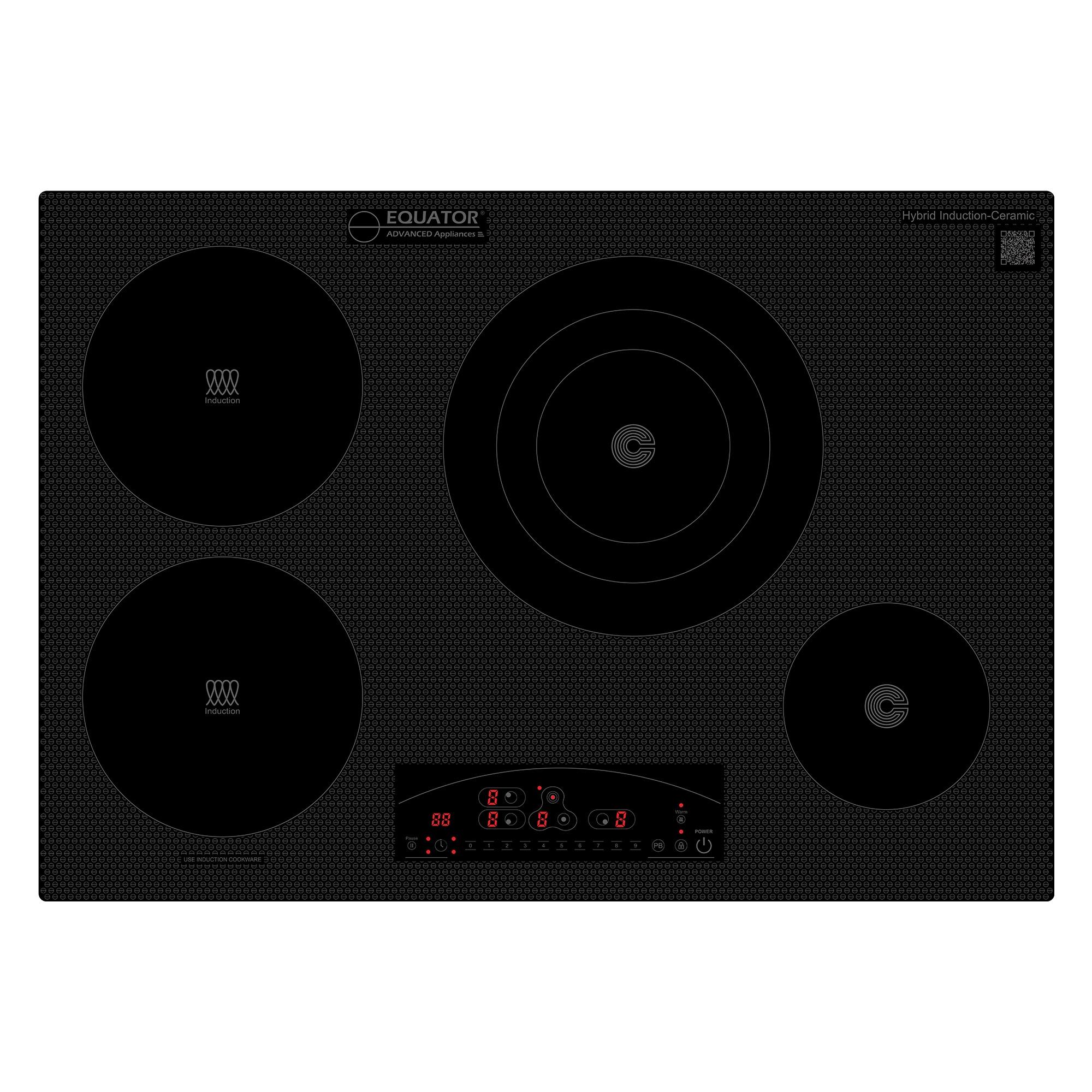 Equator Design 30" Electric Hybrid CERAMIC-INDUCTION 4 Burner Cooktop 220V