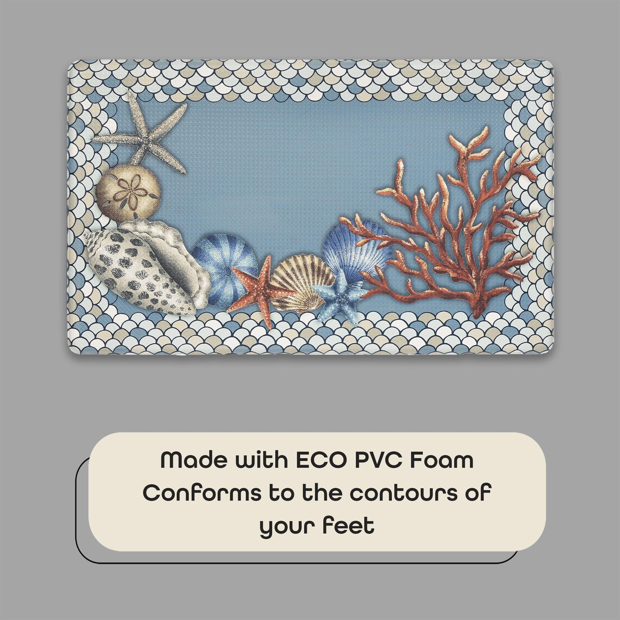 GoodGram Oversized Premium Anti Fatigue Memory Foam Kitchen Floor Mat - 30 in. W x 18 in. L, Nantucket Coastal