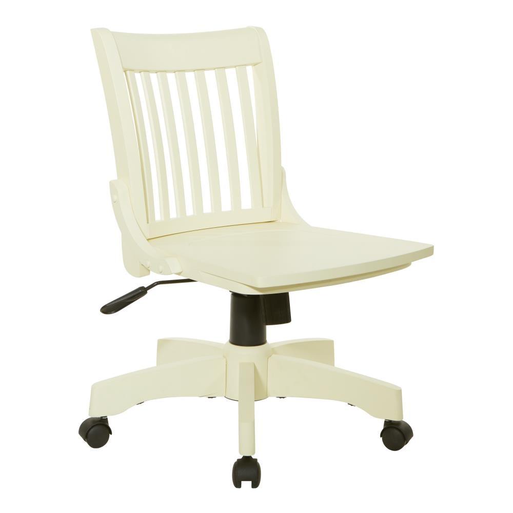 OSP Deluxe Armless Wood Bankers Chair with Wood Seat, Antique White