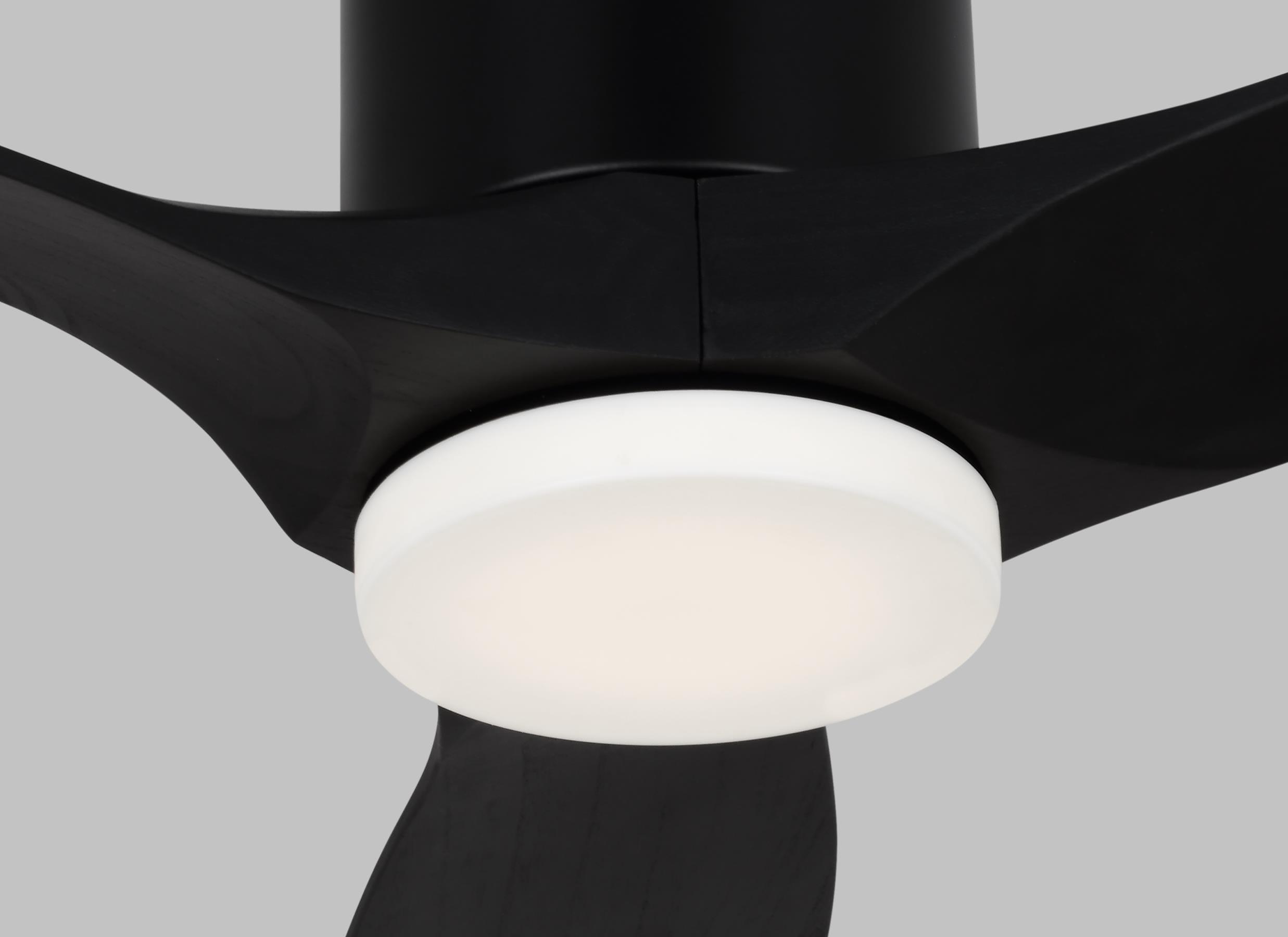 Generation Lighting Collins Smart Hugger LED 52-in Integrated LED Flush Mount Smart Midnight Black with Midnight Black Blades Ceiling Fan With Light - Remote Included ( 3 -Blade )