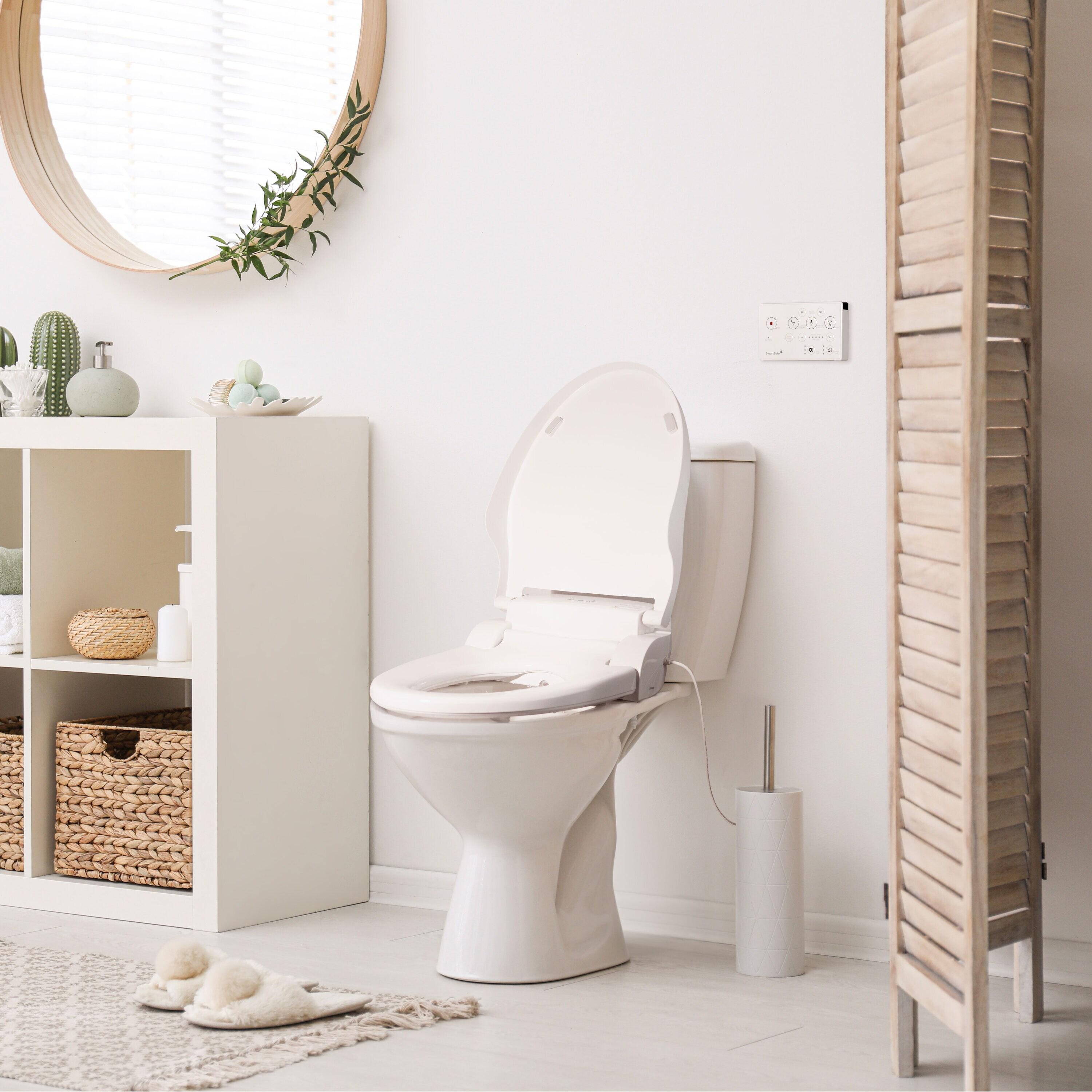 SB-2400ER Electric Bidet Toilet Seat for French Curve and Elongated Toilets White - SmartBidet: Heated, Polypropylene with Warmer Function