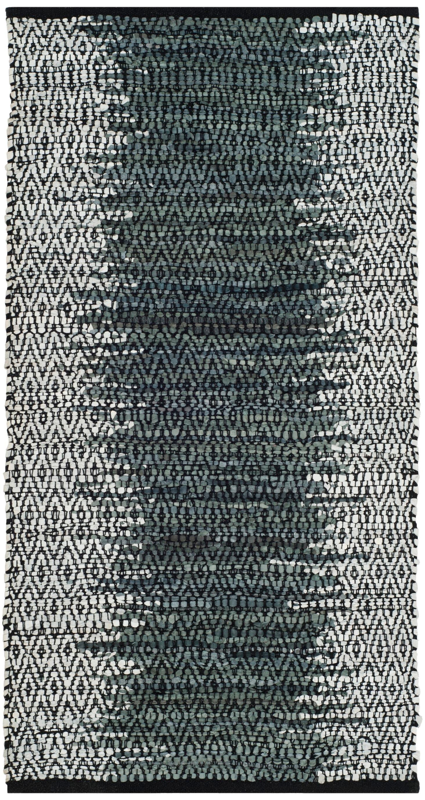 Vintage Leather VTL389 Hand Woven Indoor Accent Rug - Light Grey/Charcoal - 2'3"x4' - Safavieh.