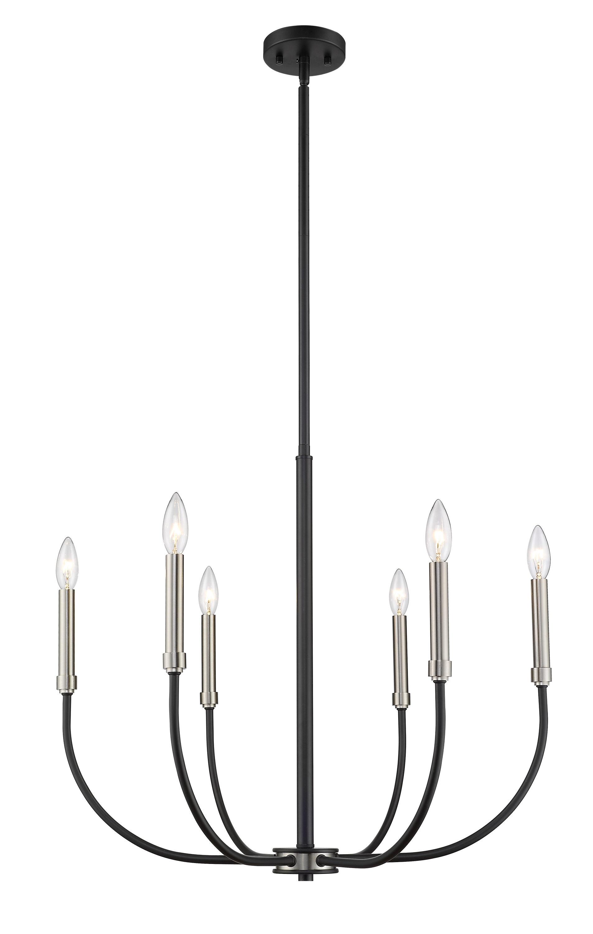 Z-Lite Haylie 6 - Light Chandelier in  Matte Black/Brushed Nickel