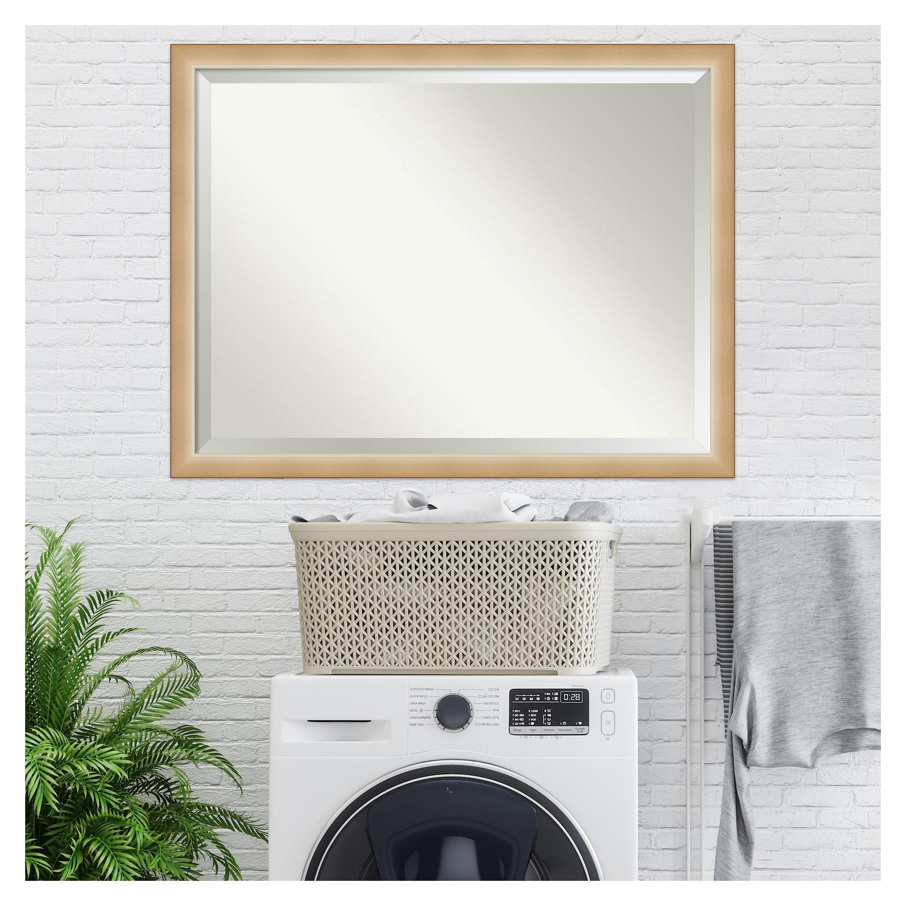 Amanti Art Wall Mounted Framed Vanity Mirror, Glass Size 40x30, Eva Ambre Gold