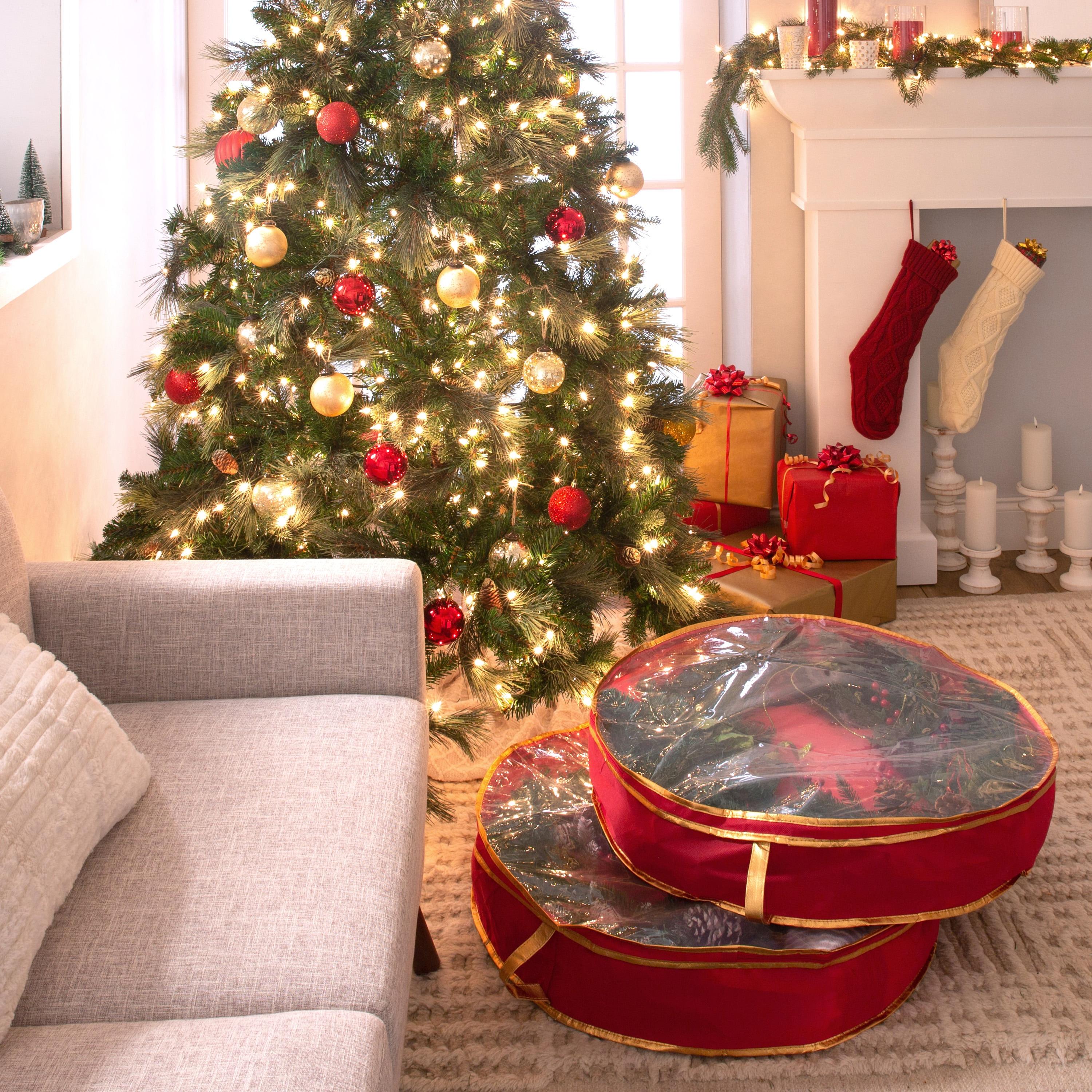 Simplify 2 Pack 30 Inch Christmas Holiday Wreath Bag in Red