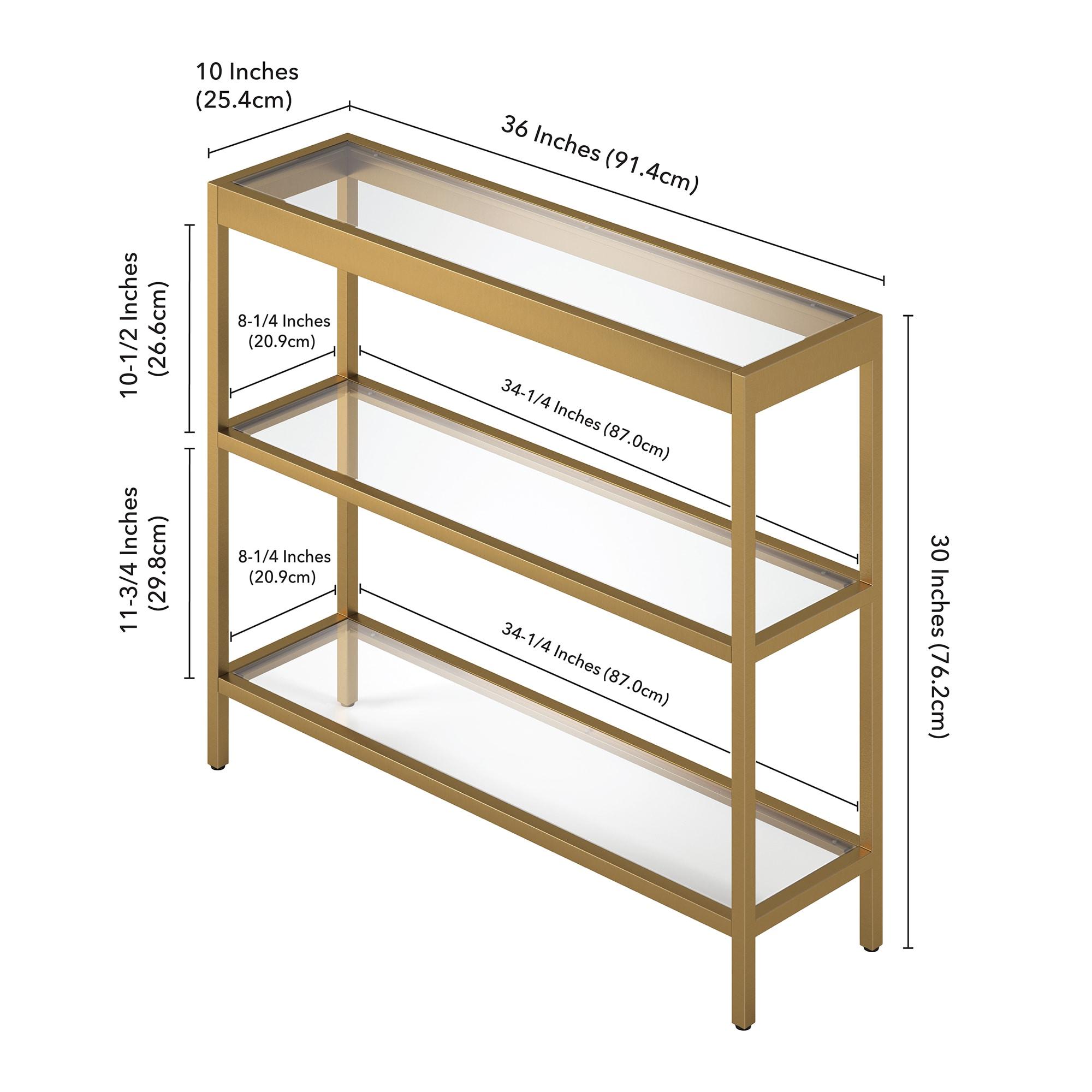 Evelyn&Zoe Alexis 36" Wide Rectangular Console Table, Brass