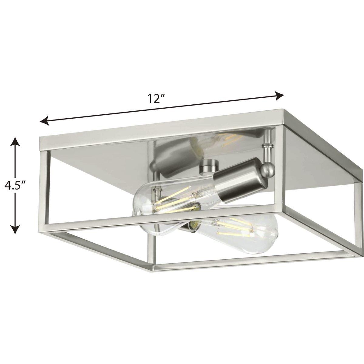 Progress Lighting, Perimeter Collection, 2-Light Flush Mount Ceiling Light, Brushed Nickel, Open-Frame Design