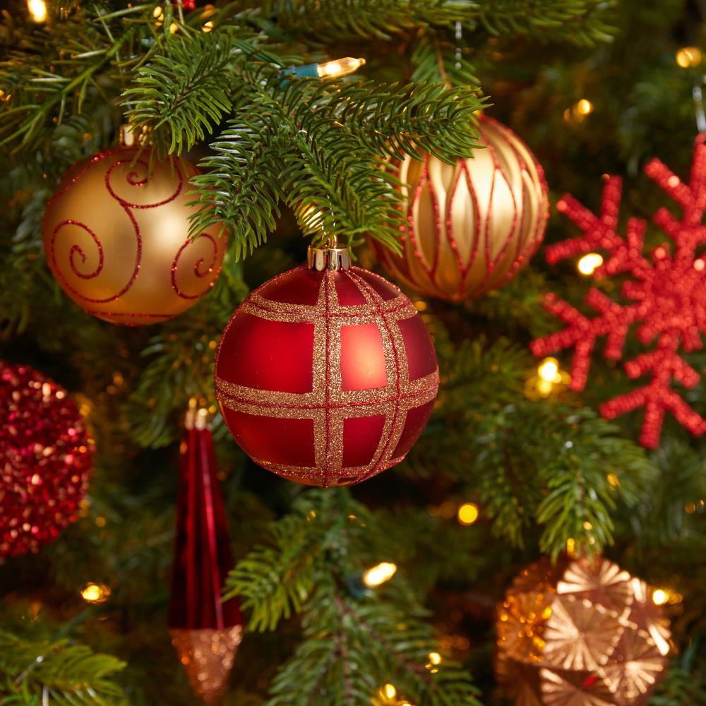 Shatter Resistant Christmas Ornaments, Red & Gold, 52-piece Set