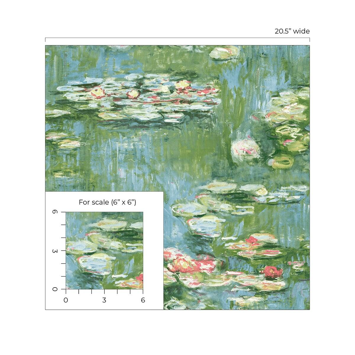 NextWall  Lily Pond Peel and Stick Wallpaper 20.5 in. W x 18 ft. L - Olive & Sky Blue