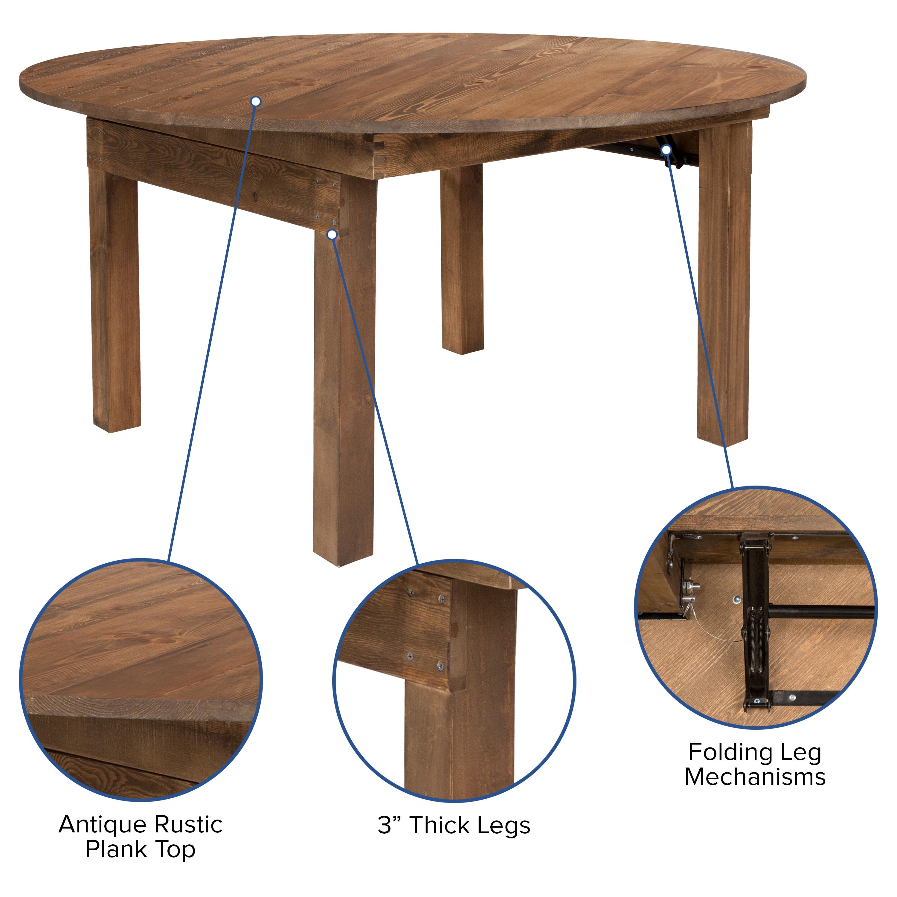 Flash Furniture HERCULES Series Round Dining Table | Farm Inspired, Rustic & Antique Pine Dining Room Table