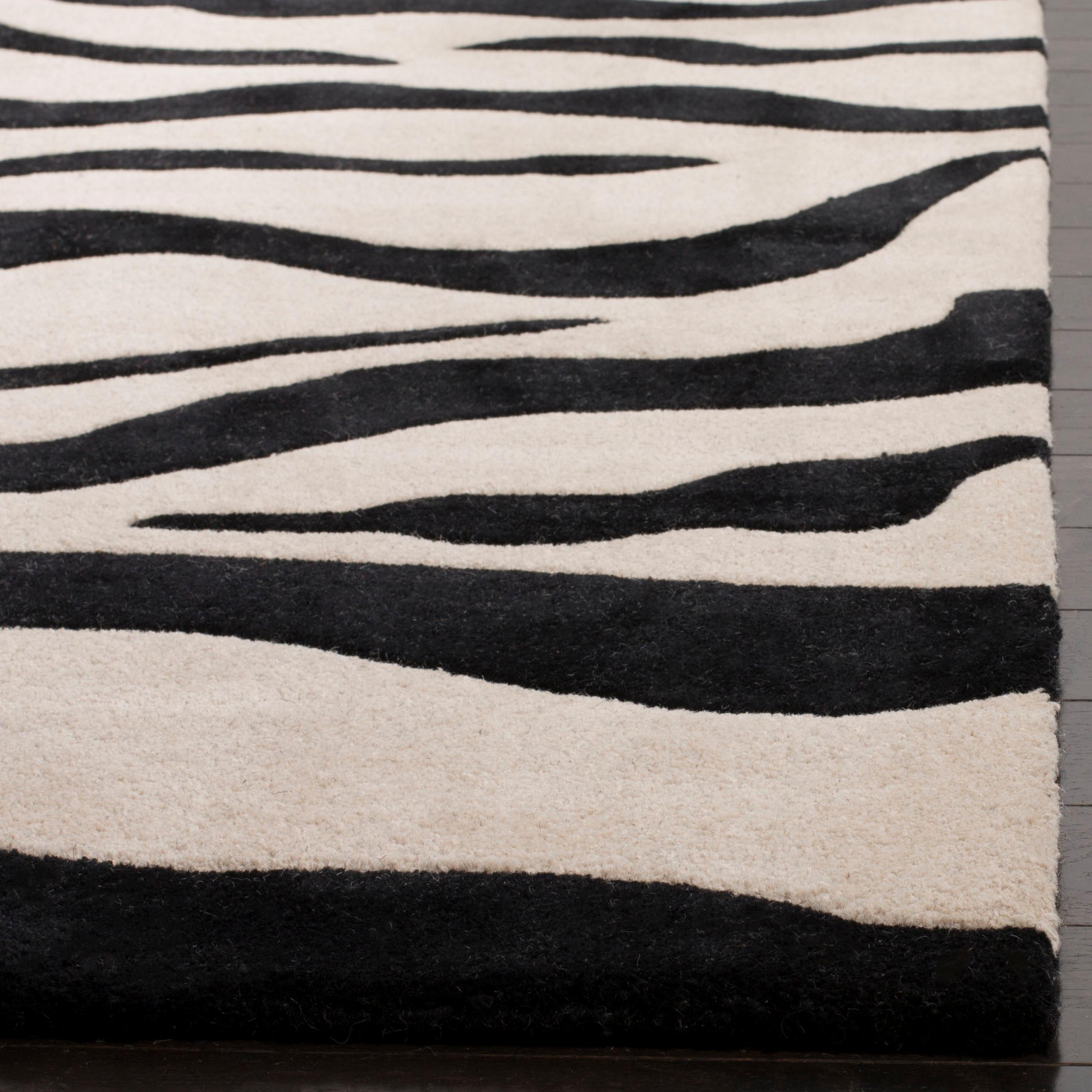 SAFAVIEH Soho Frazier Zebra Striped Wool Area Rug, Beige/Black, 2' x 3'